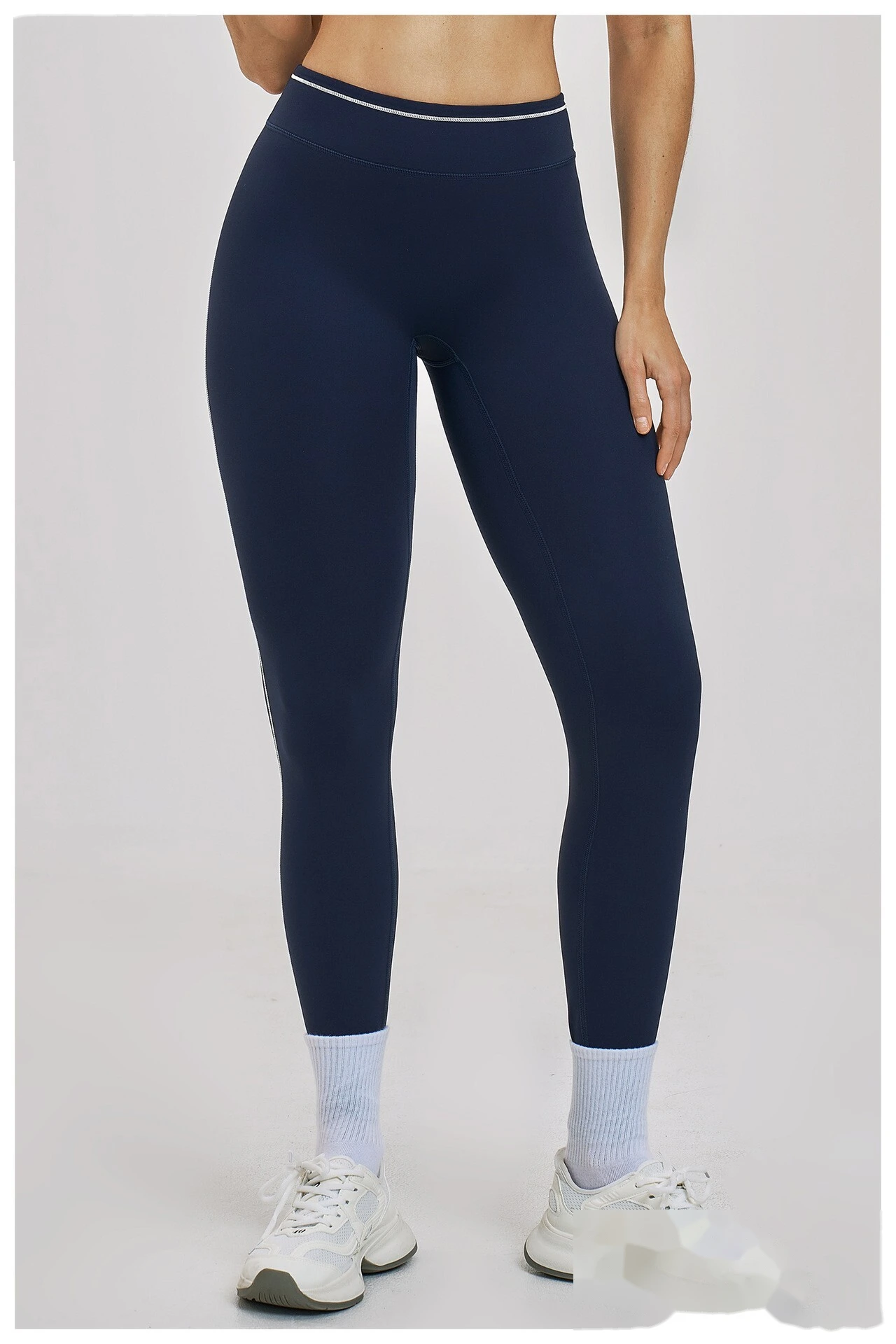 Custom Women’s High Waist Color Block Fitness Leggings Quick Dry Slim Workout Pants Running Sports Trousers detail
