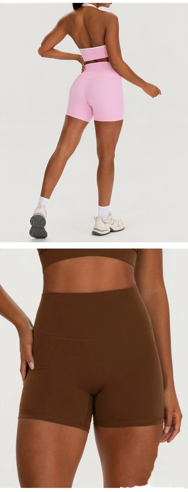 Women’s Breathable Tight Sports Shorts with Pockets Custom Quick Dry High Stretch Yoga Gym Shorts detail