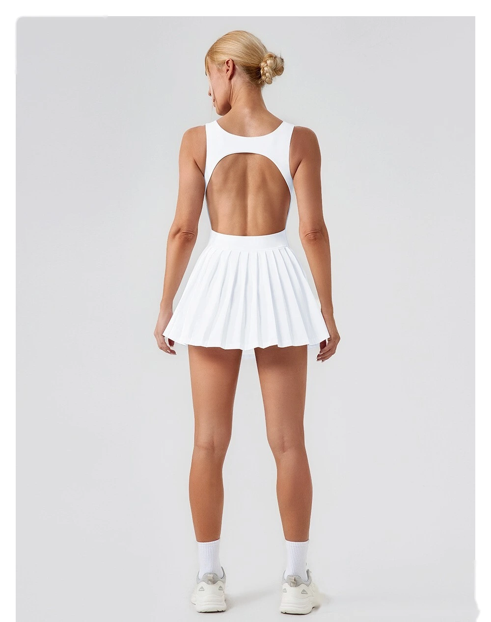 Fake two-piece tennis skirt bottoming anti-exposure fitness pocket pleated skirt sports dress detail