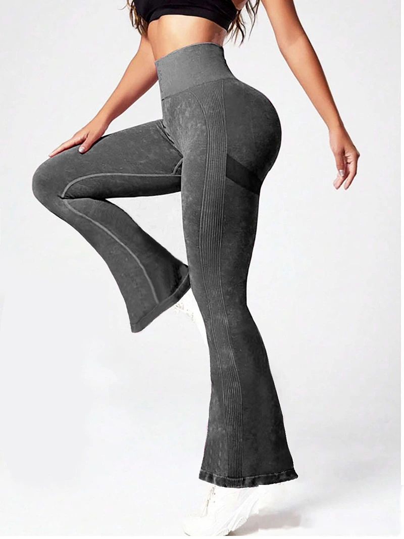 Custom sports scrub tight yoga pants running high waist trumpet fitness pants detail
