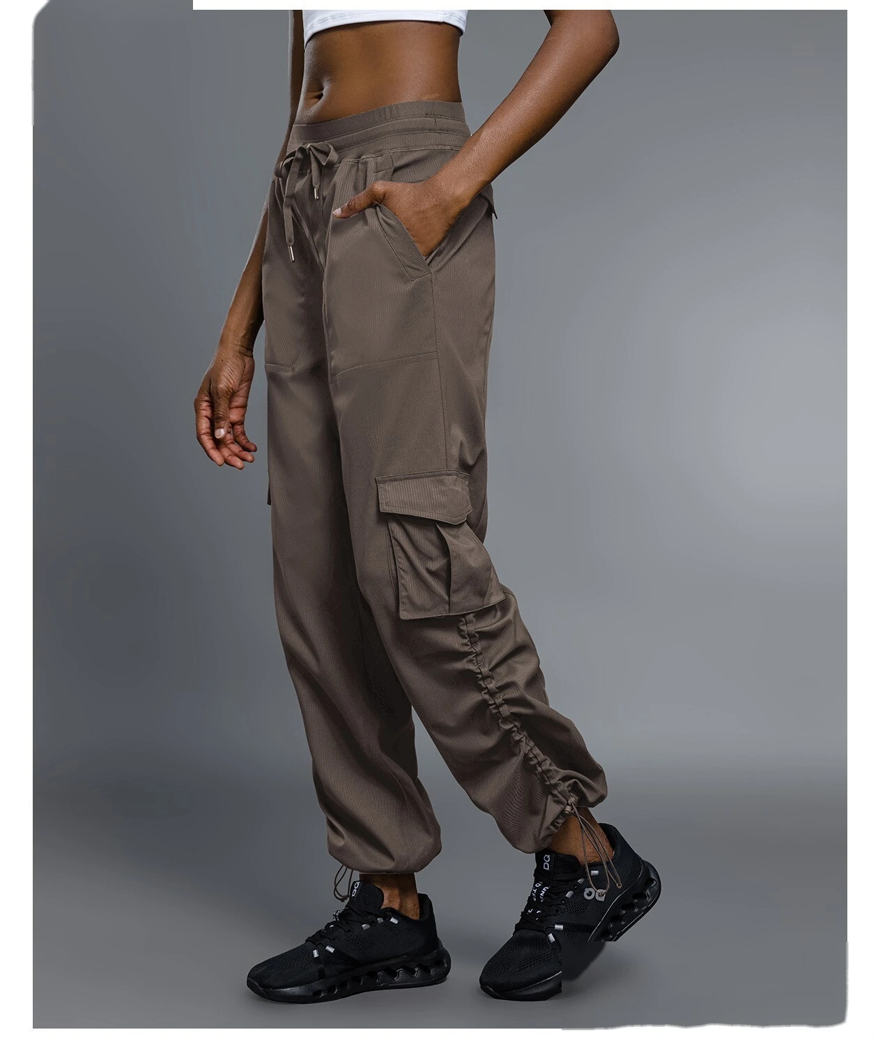 Women's Winter Casual Cargo Pants | Fleece-Lined Warmth, Loose Fit, Drawstring Cuff 2-Way Wear, Sports & Daily Use detail