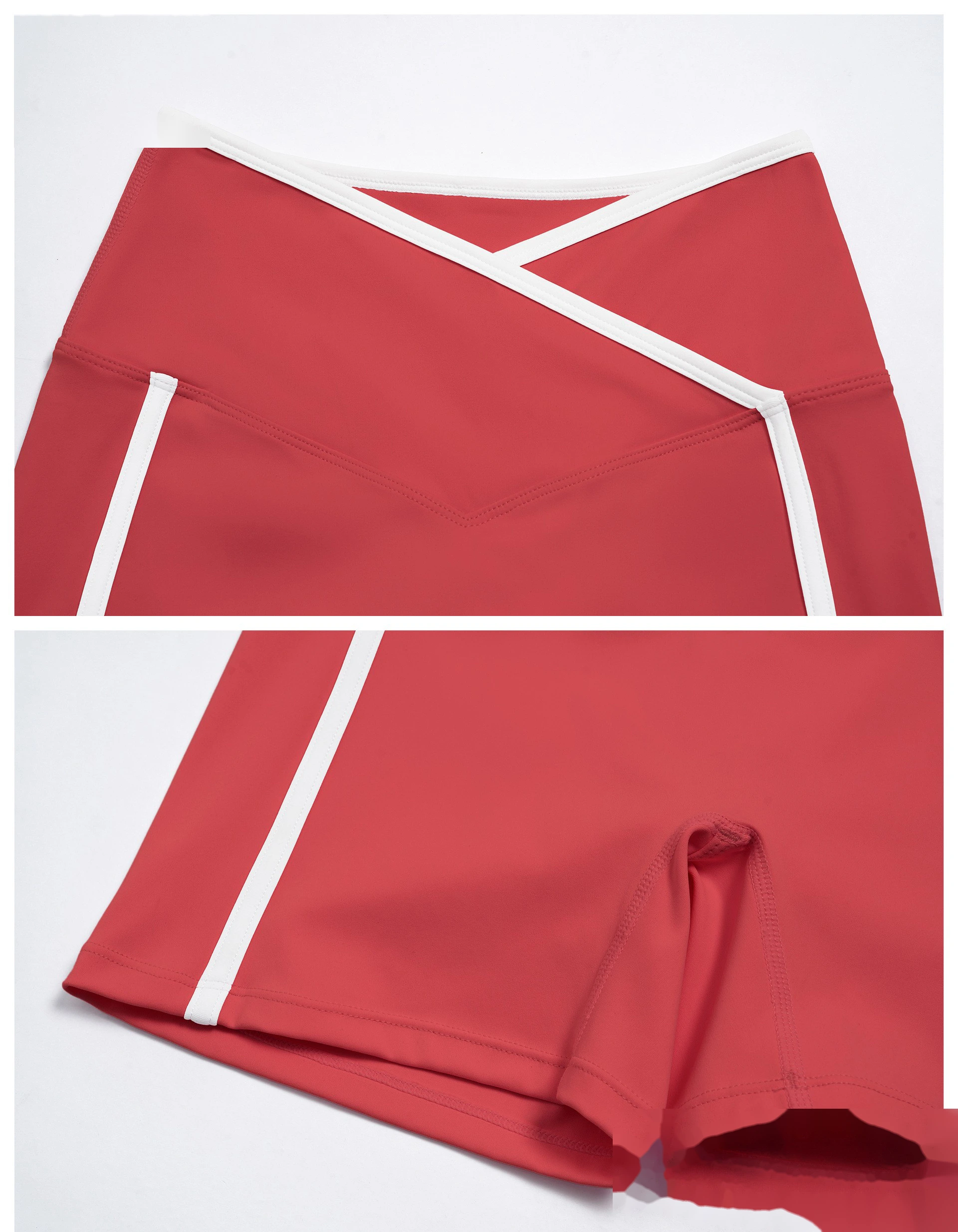 Custom Color Block Tight Workout Shorts - Buttery Soft Cross Waist Yoga Running Shorts detail