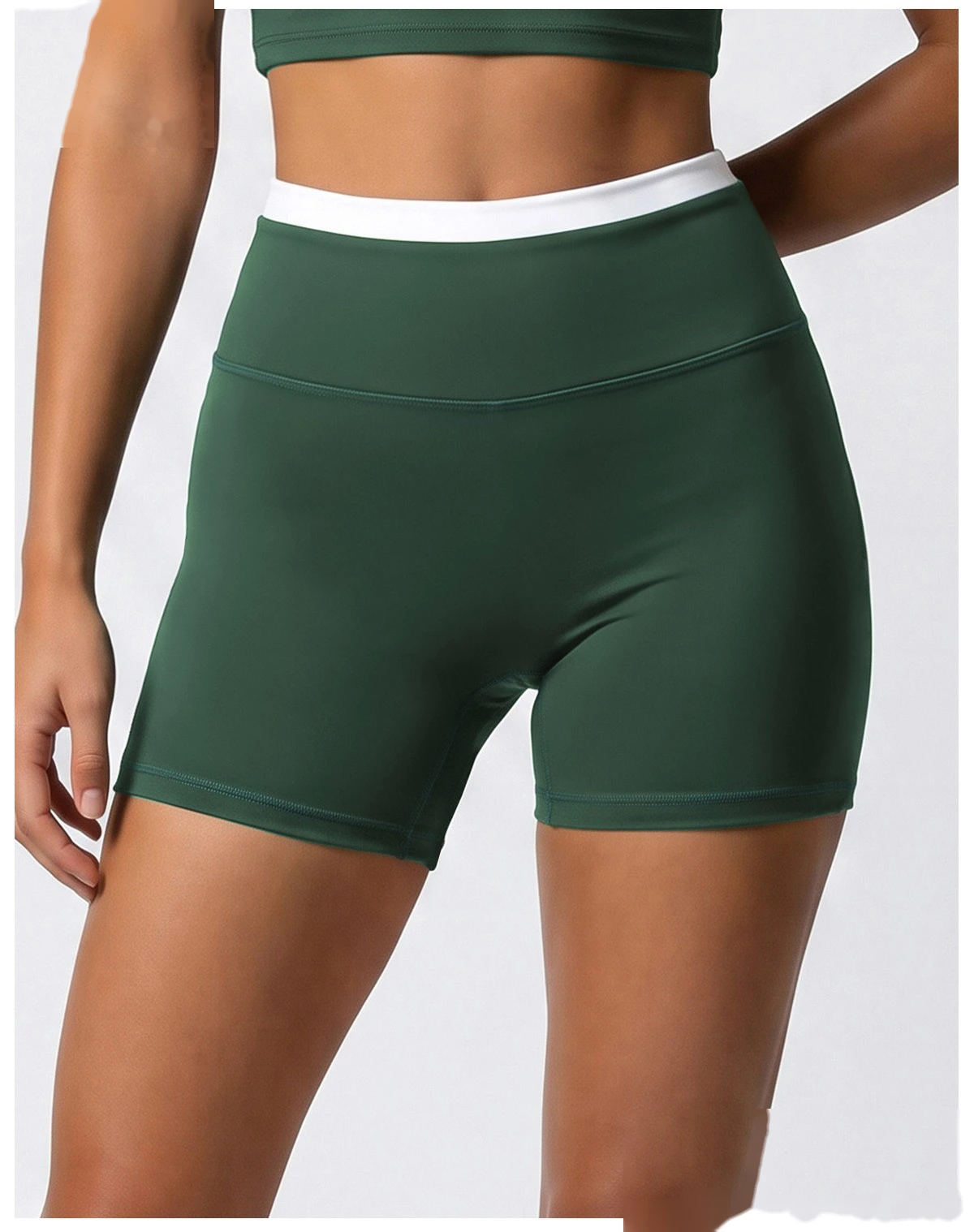 Custom Logo High Waisted Three Quarter Leggings, Stretch Slimming Athletic Shorts for Daily Workout detail