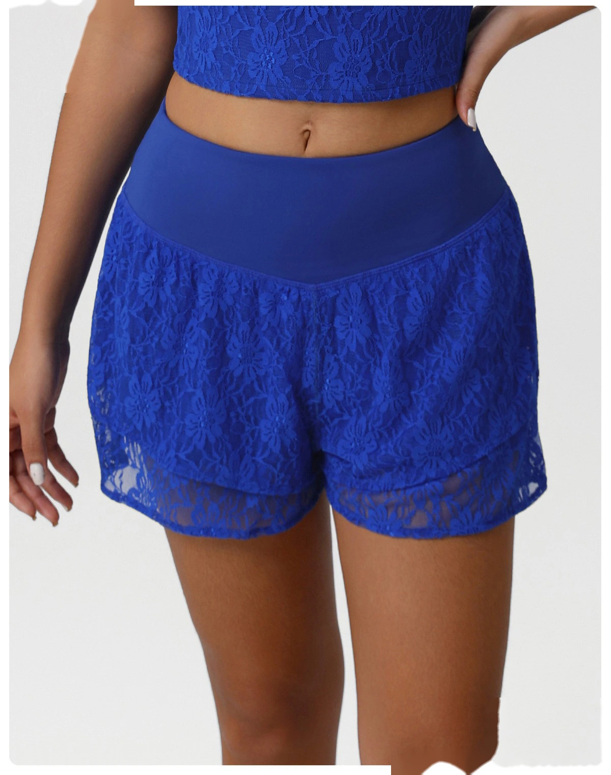 Customized lace double-layer sports shorts anti-exposure belt bottoming shorts outdoor tennis shorts detail