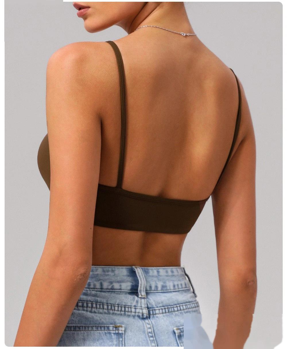 Customized beauty back sports bra nude yoga bra running fitness shirt sling yoga clothes detail
