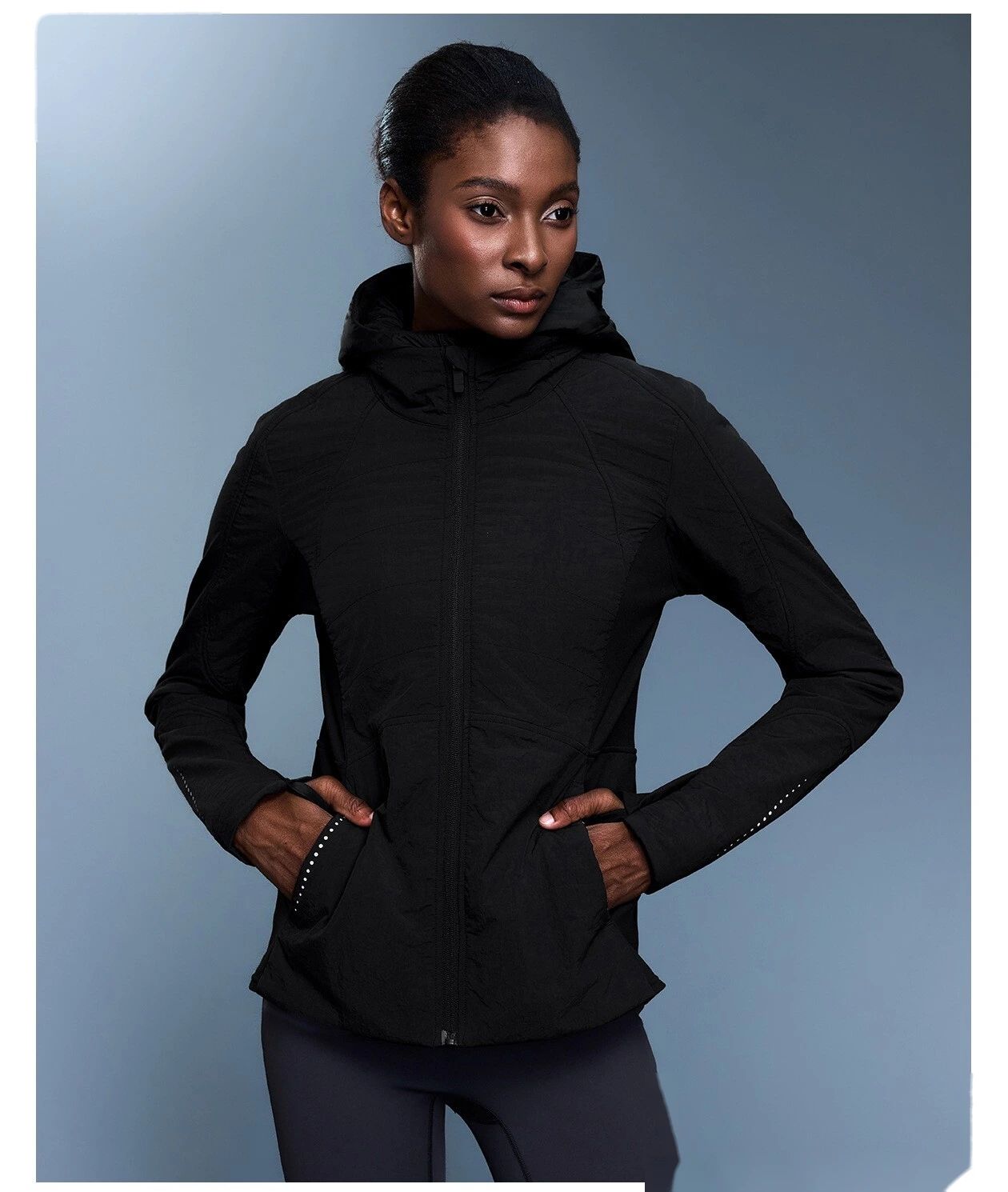 Customized winter vacation two-piece hooded sports cotton-padded jacket waterproof waist slimming warm cotton coat femal detail