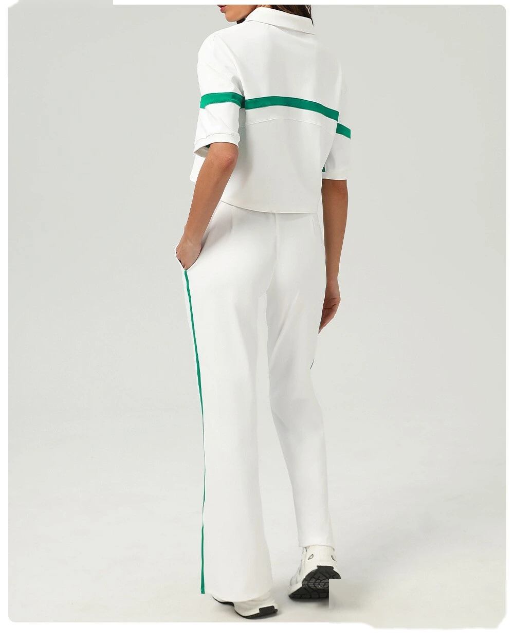 Fashion sports tennis short-sleeved shirt contrast color polo collar loose casual T-shirt quick-drying fitness yoga detail