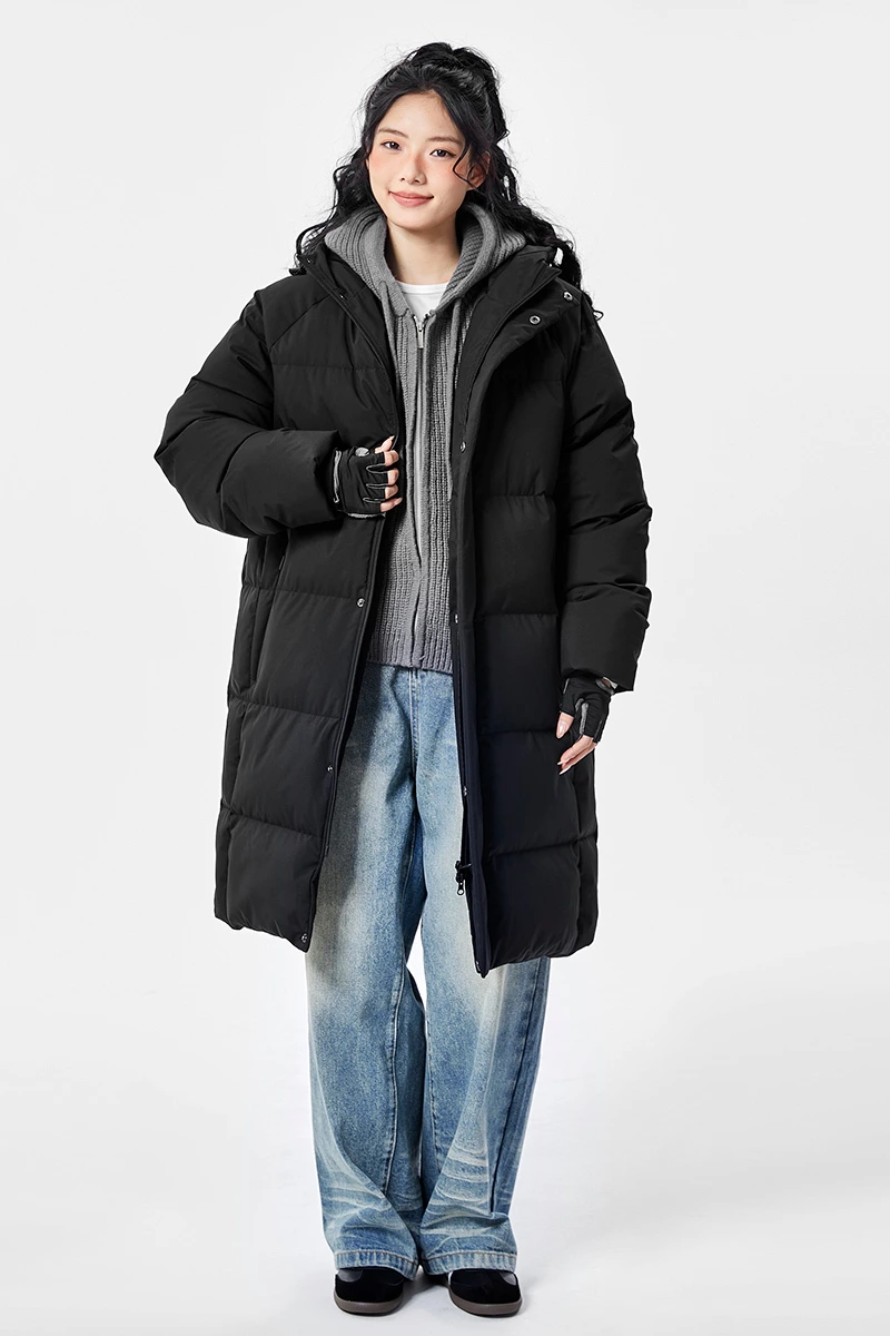 Customized winter men and women windproof and warm long cotton-padded jacket down coat. detail