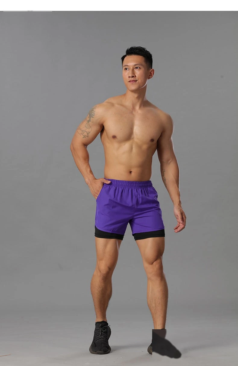 Sports 2 in 1 marathon training running quick dry loose athletic shorts detail