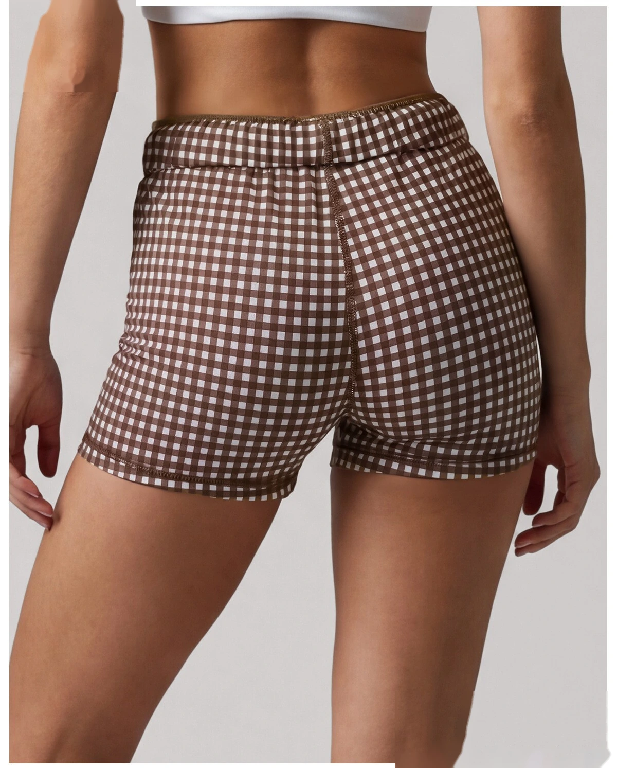 Women High Rise Fitness Shorts, Elastic Drawstring Sculpting Sports Shorts for Gym Training Daily Wear detail