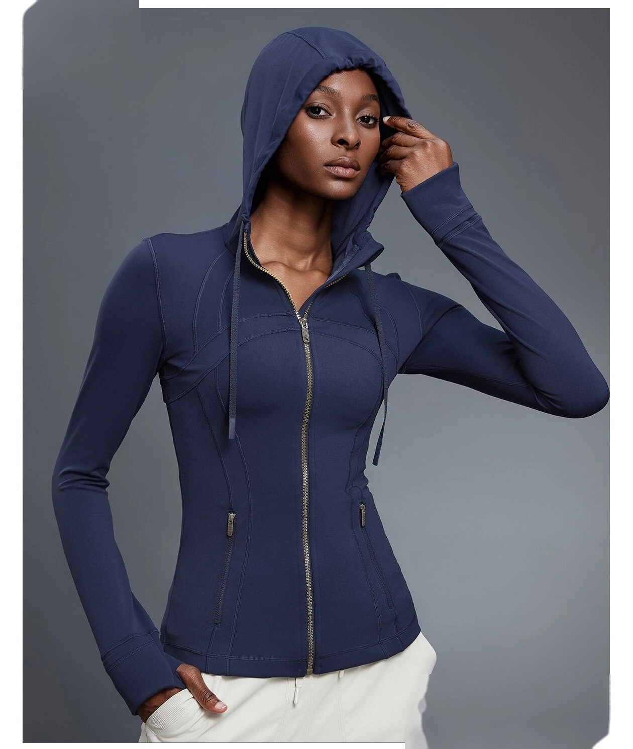 Custom Women's Yoga Jacket, Slim-Fit Hooded Cardigan, Long Sleeve Running & Fitness Outerwear detail