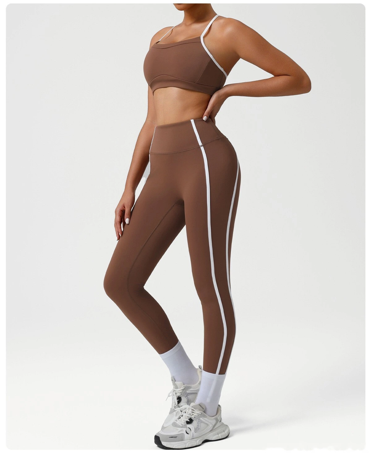 Custom-made high-waist sports tights Naked feeling yoga pants hip high elastic running fitness pants. detail