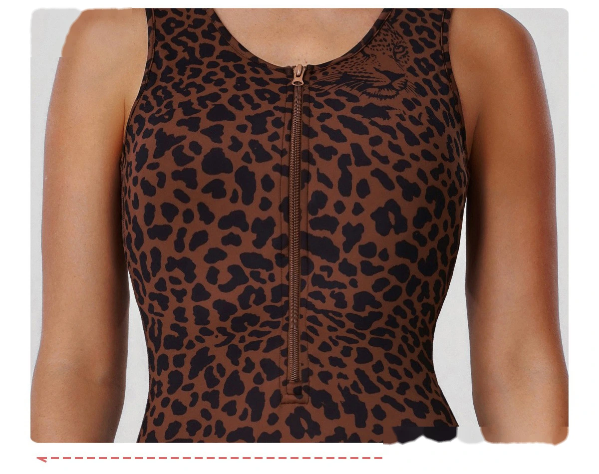 Custom Leopard Print Yoga Bodysuit - Women's Open Back Flared Butt-Lifting Sexy Casual Sports Jumpsuit detail