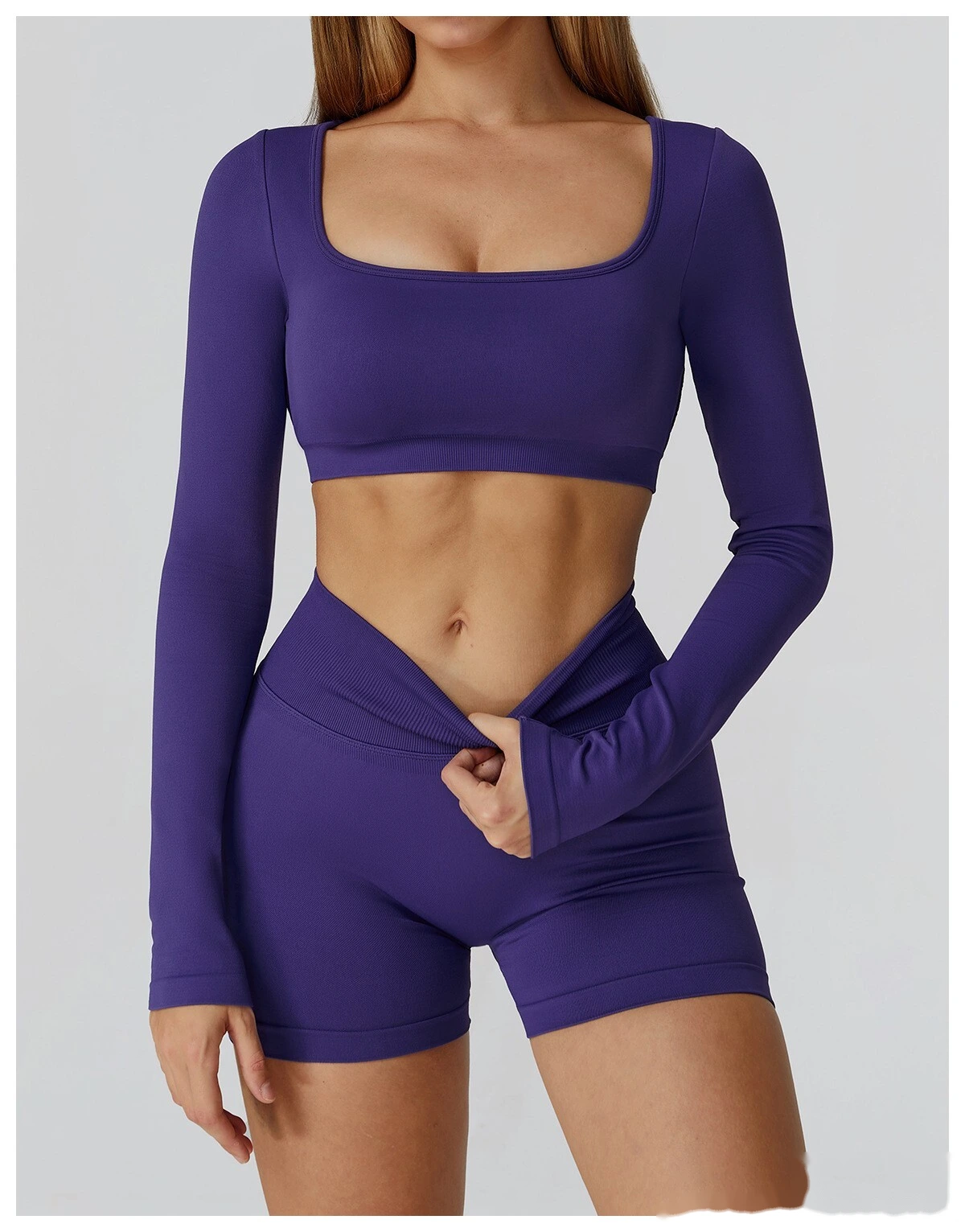 Customized seamless yoga clothes women's hollow back slim long-sleeved sports tops detail