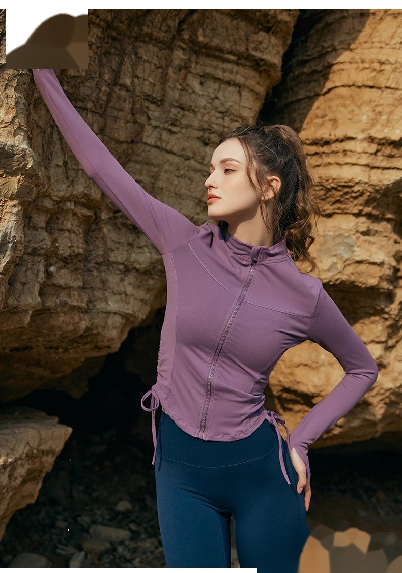 Custom autumn and winter yoga clothes women's jacket quick-drying coat tight-fitting long-sleeved sportswear detail