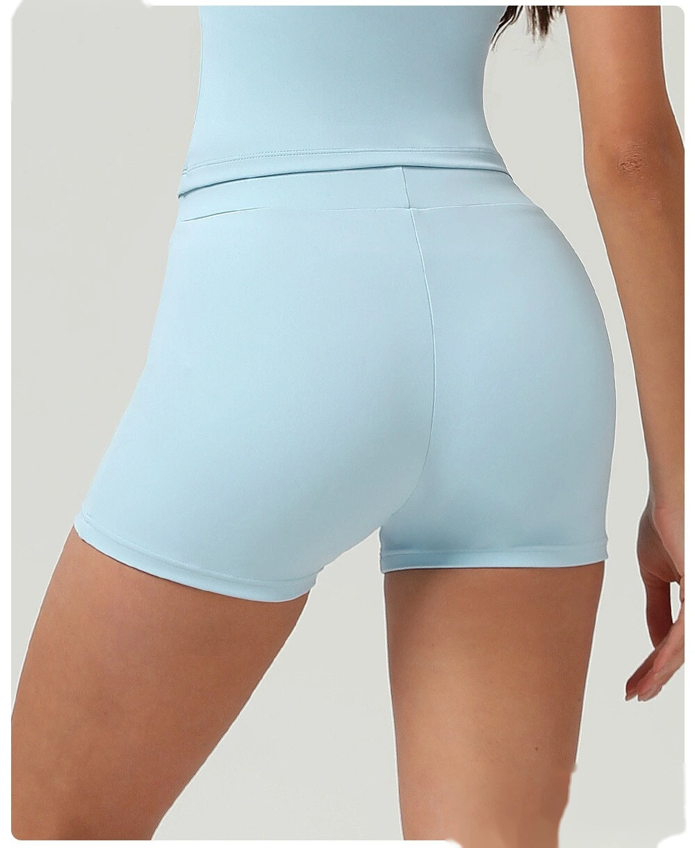 Naked hip yoga shorts high waist abdomen fitness pants female tight sports running shorts. detail