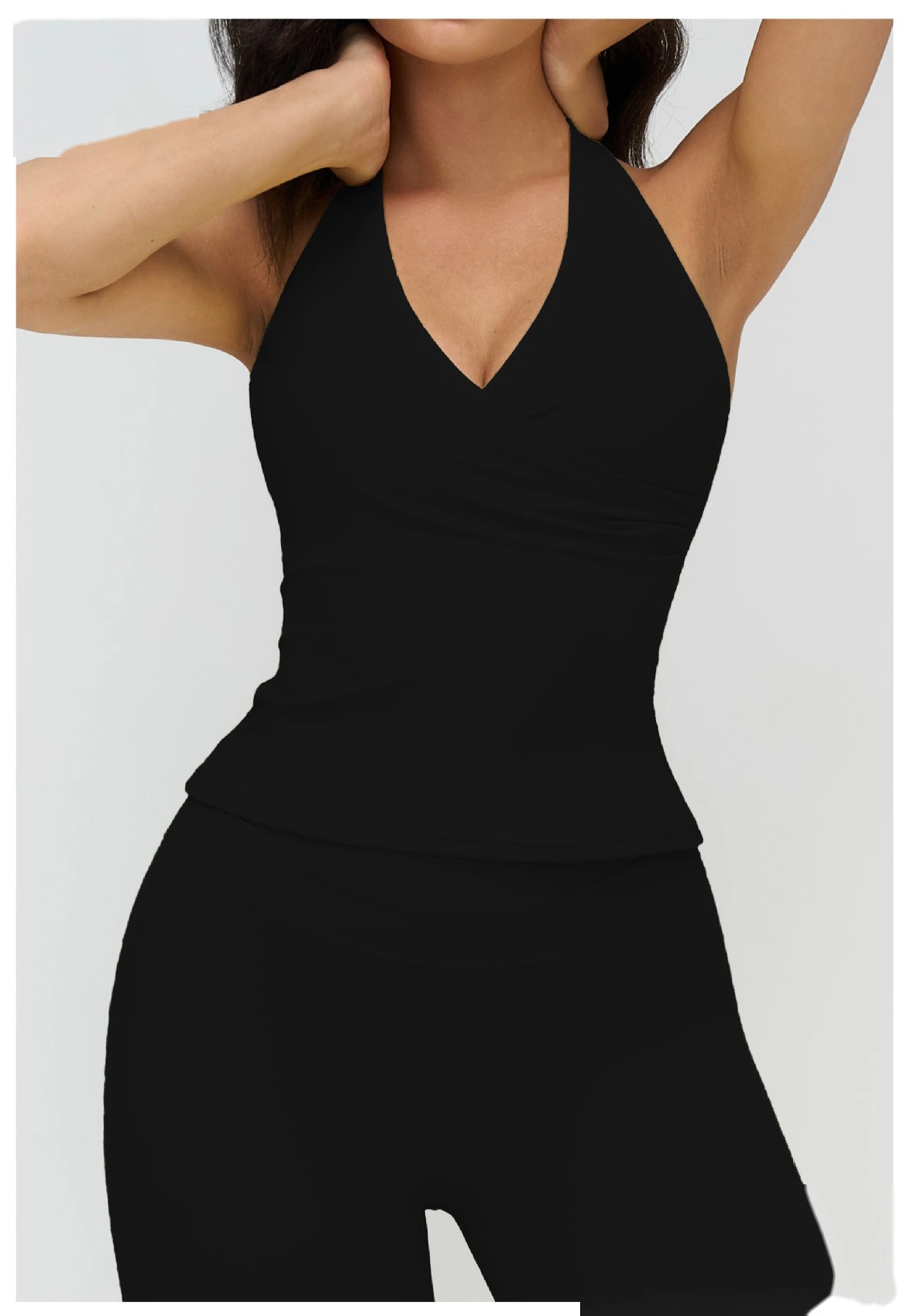 Custom V-Neck Halter Yoga Tank Top - Slim Fit Open Back Sports Bra for Running detail