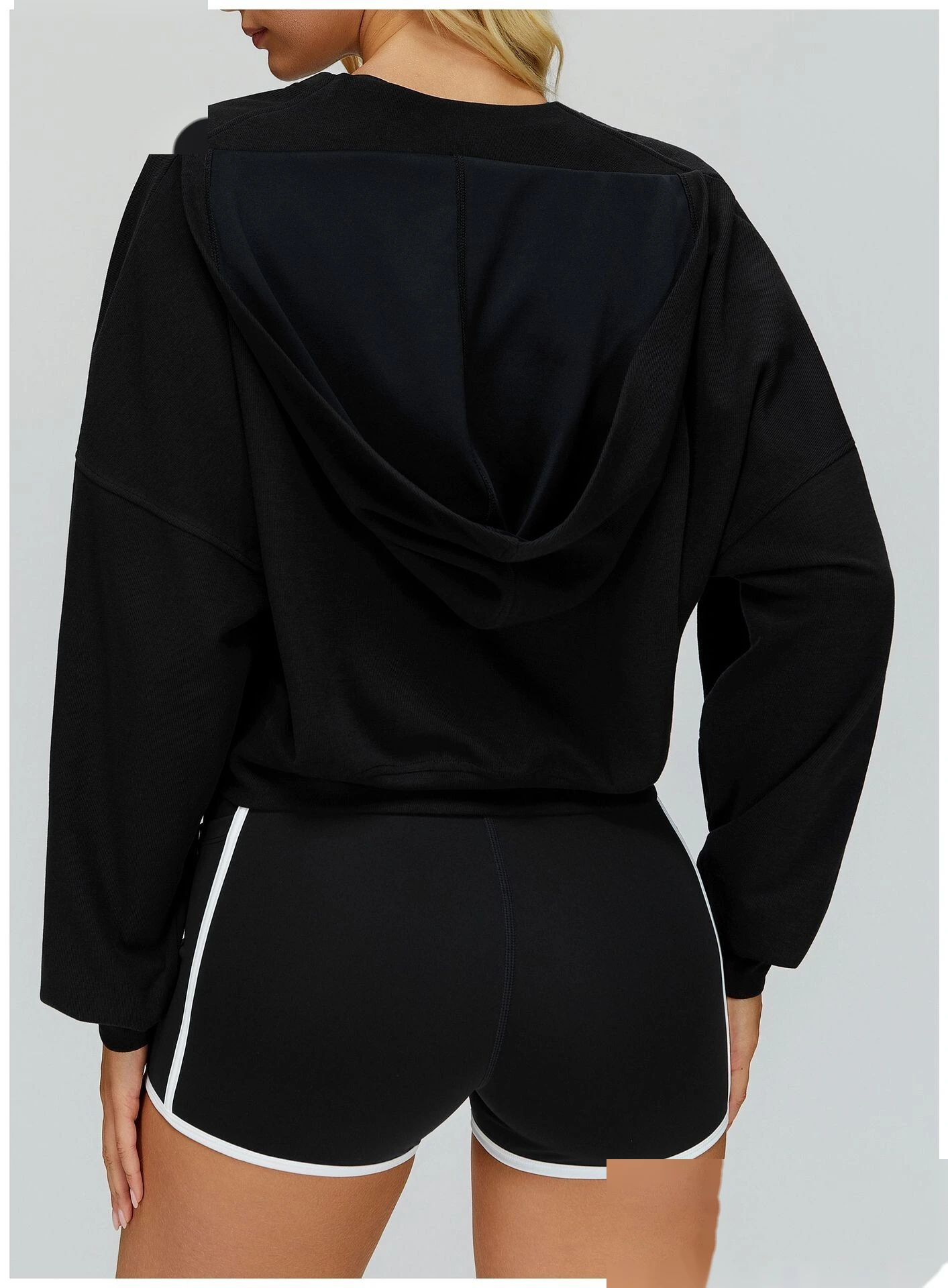 Windproof Hooded Sweatshirt, Women's/Loose Fit Workout Outerwear detail