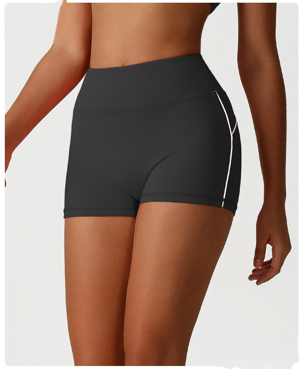 Custom color matching tight-fitting yoga pants peach hip high waist shorts without T-line outdoor running fitness shorts detail