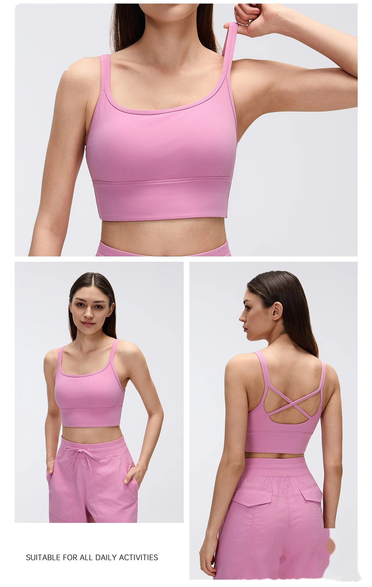 Bulk Custom Cross Back Sports Bra - High Impact Shockproof Beauty Back Yoga Bra for Gym Activewear detail