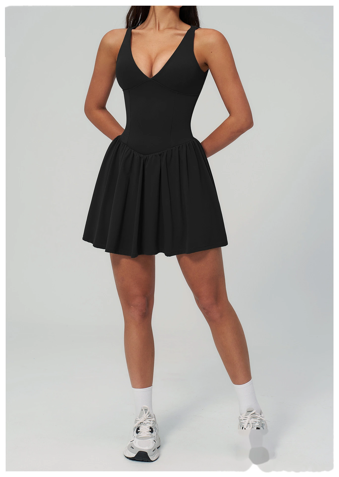 Women’s Custom Sports Tank Dress Sleeveless Slim Yoga Tennis Skirt Dress for Fitness Running Outdoor Activewear detail
