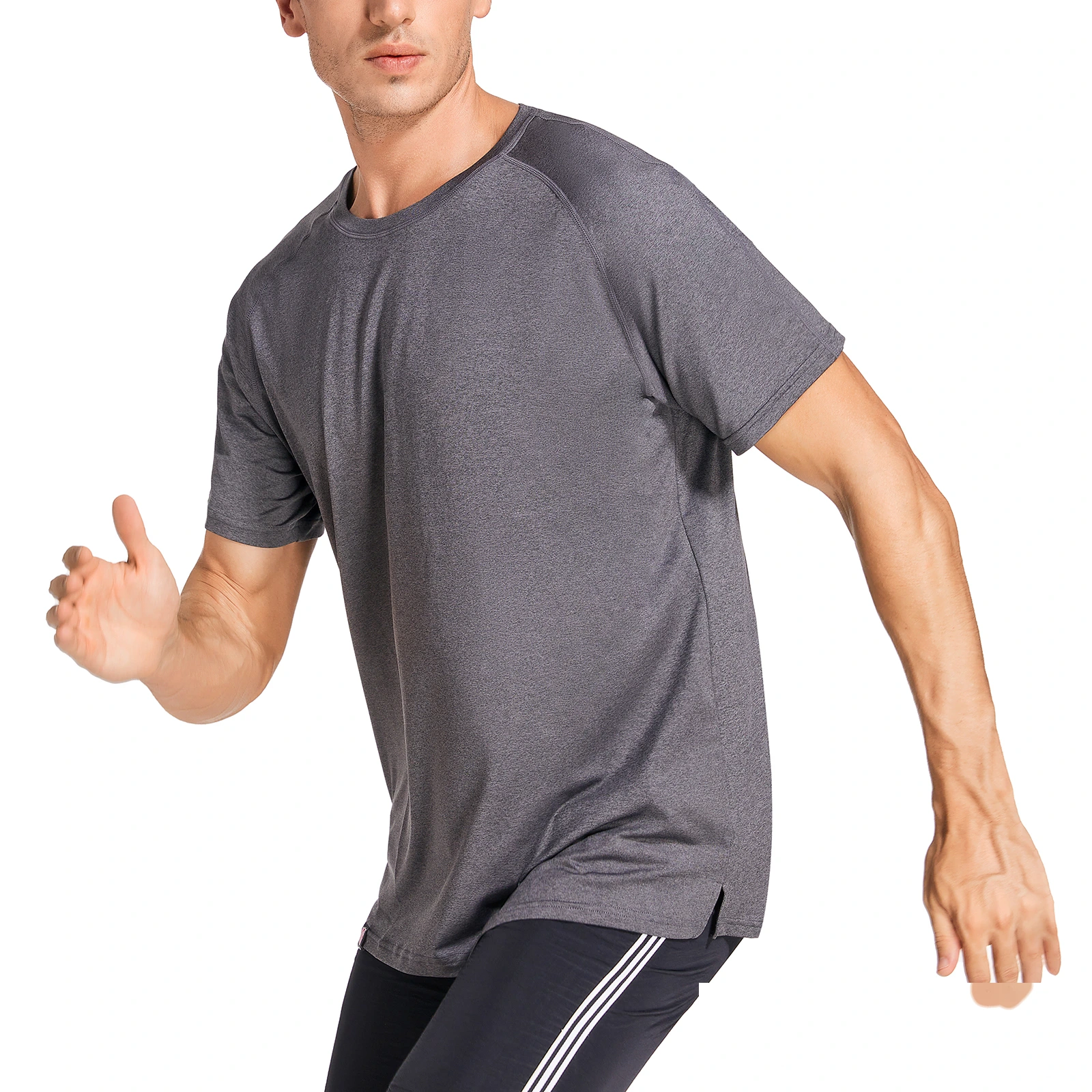 Men's summer running fitness short-sleeved shirt men's training loose breathable elastic sports T-shirt detail