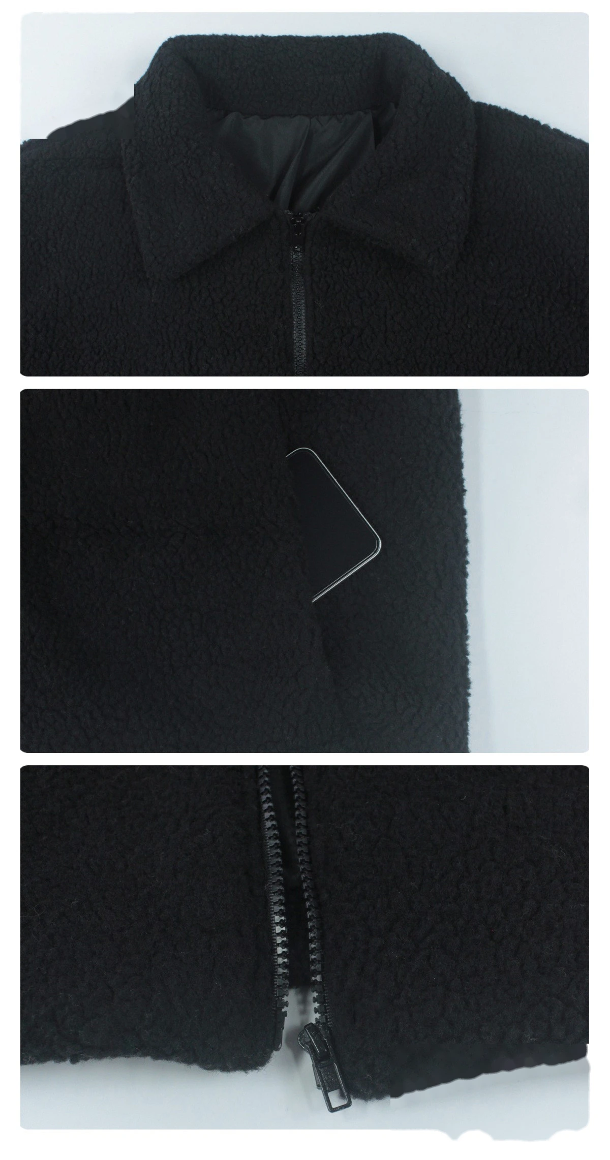 Women's Customizable Winter Fleece Jacket - Thick Sherpa Lined Lapel Cardigan, Warm Activewear for Running & Leisure detail