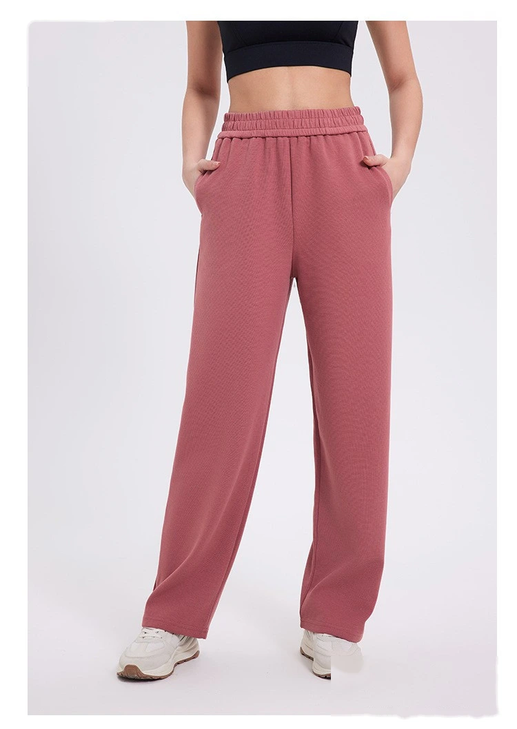 Custom-made women's comfortable underwear thickened high waist straight wide leg sports casual pants detail