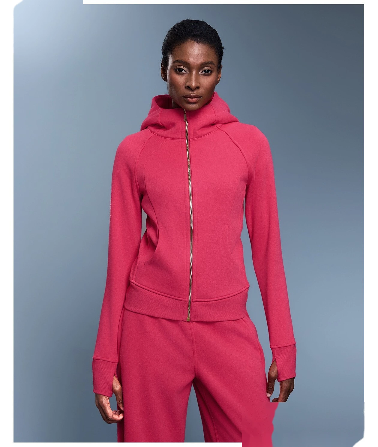 Customized autumn and winter yoga coat Long sleeve slim slimming plus velvet sweater coat. detail