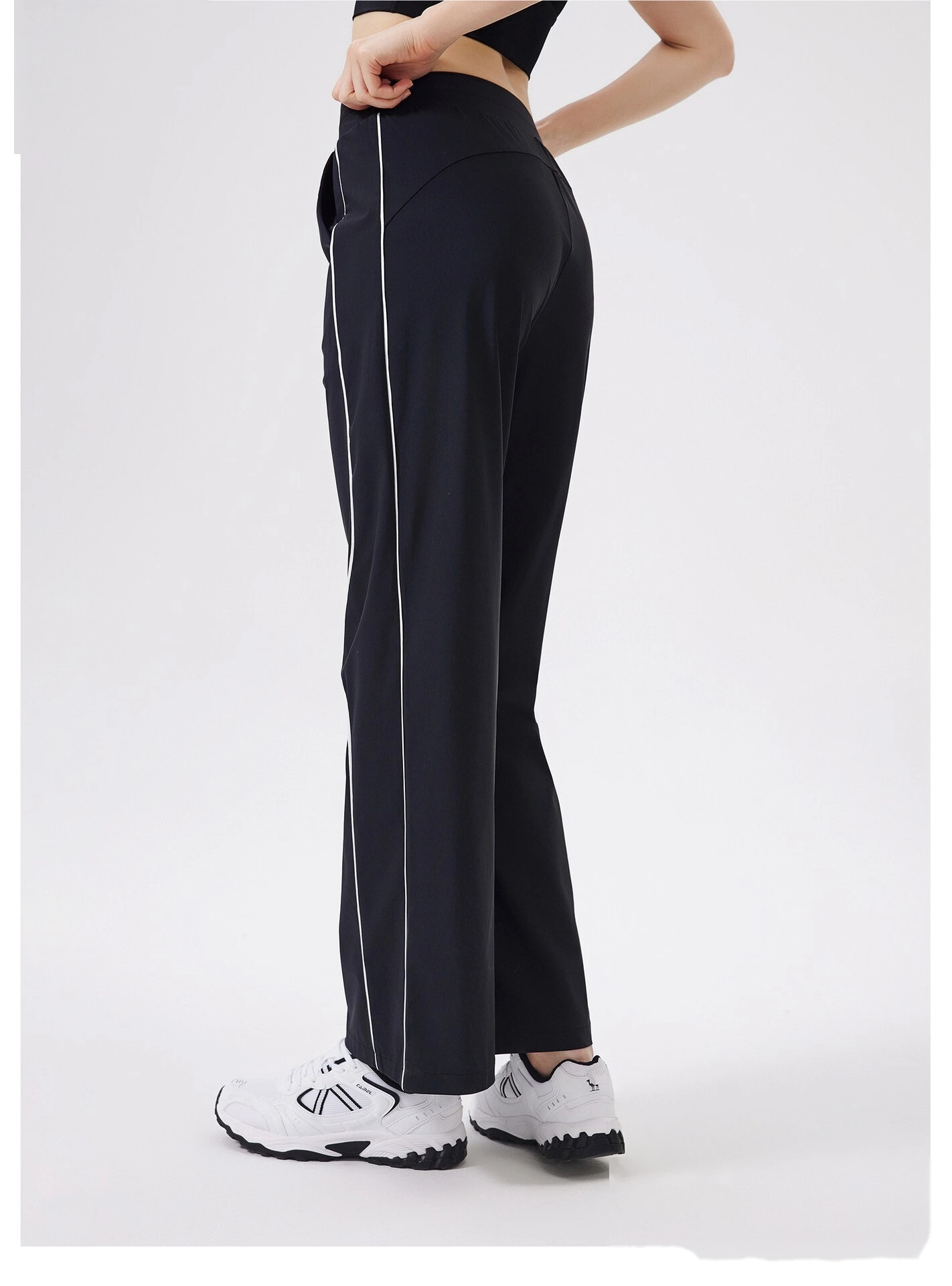 Quick-drying exercise cool pants women running loose yoga high waist fitness pants outdoor detail