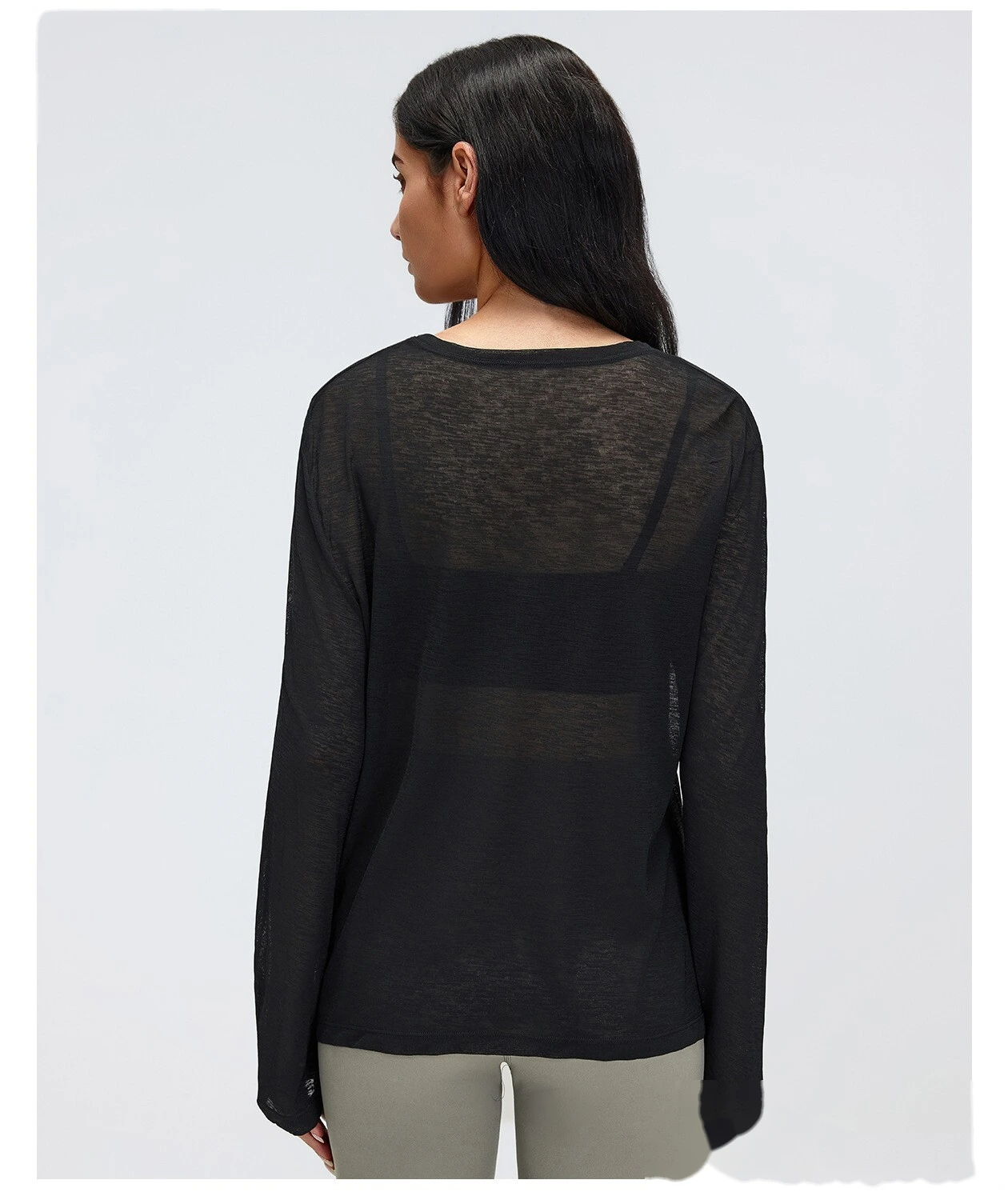 Loose Breathable Yoga Cover Up for Women, Long Sleeve Gym Top, Lightweight Casual Running Fitness T-Shirt detail