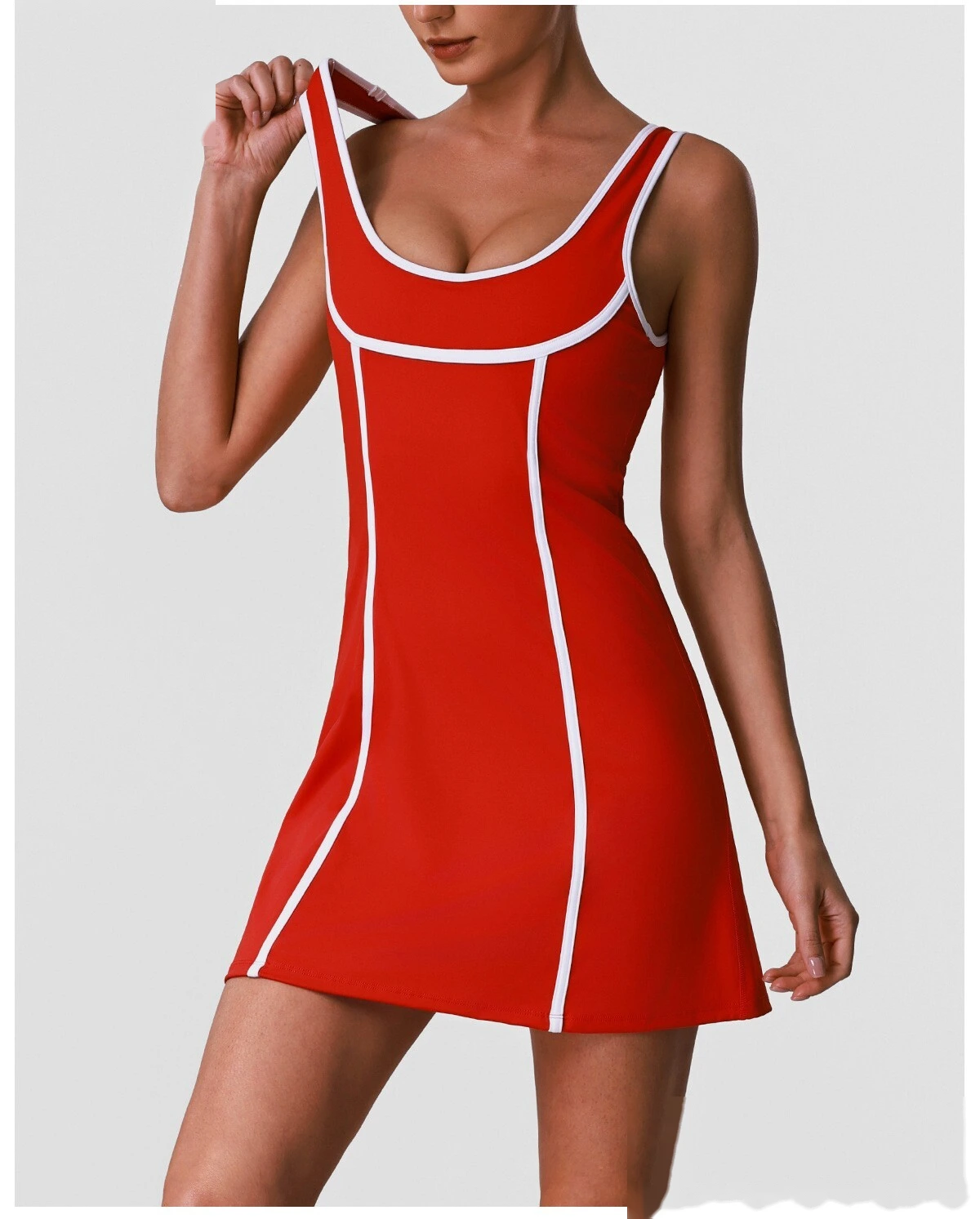 Custom Women’s Slim Fit Halter Tennis Skort Romper Backless Beauty Back Yoga Workout Dress detail