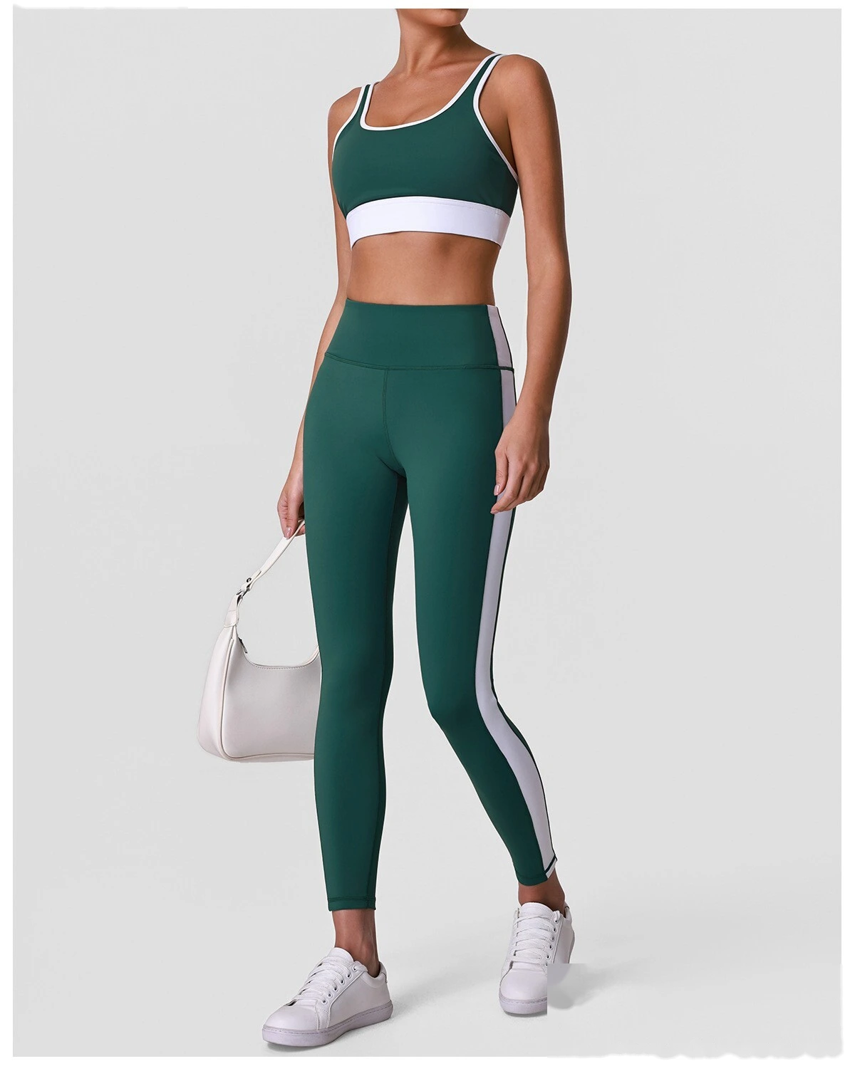 Women’s Custom High Stretch Quick Dry Color Block Sports Bra Beauty Back Yoga Bra Tank Top detail