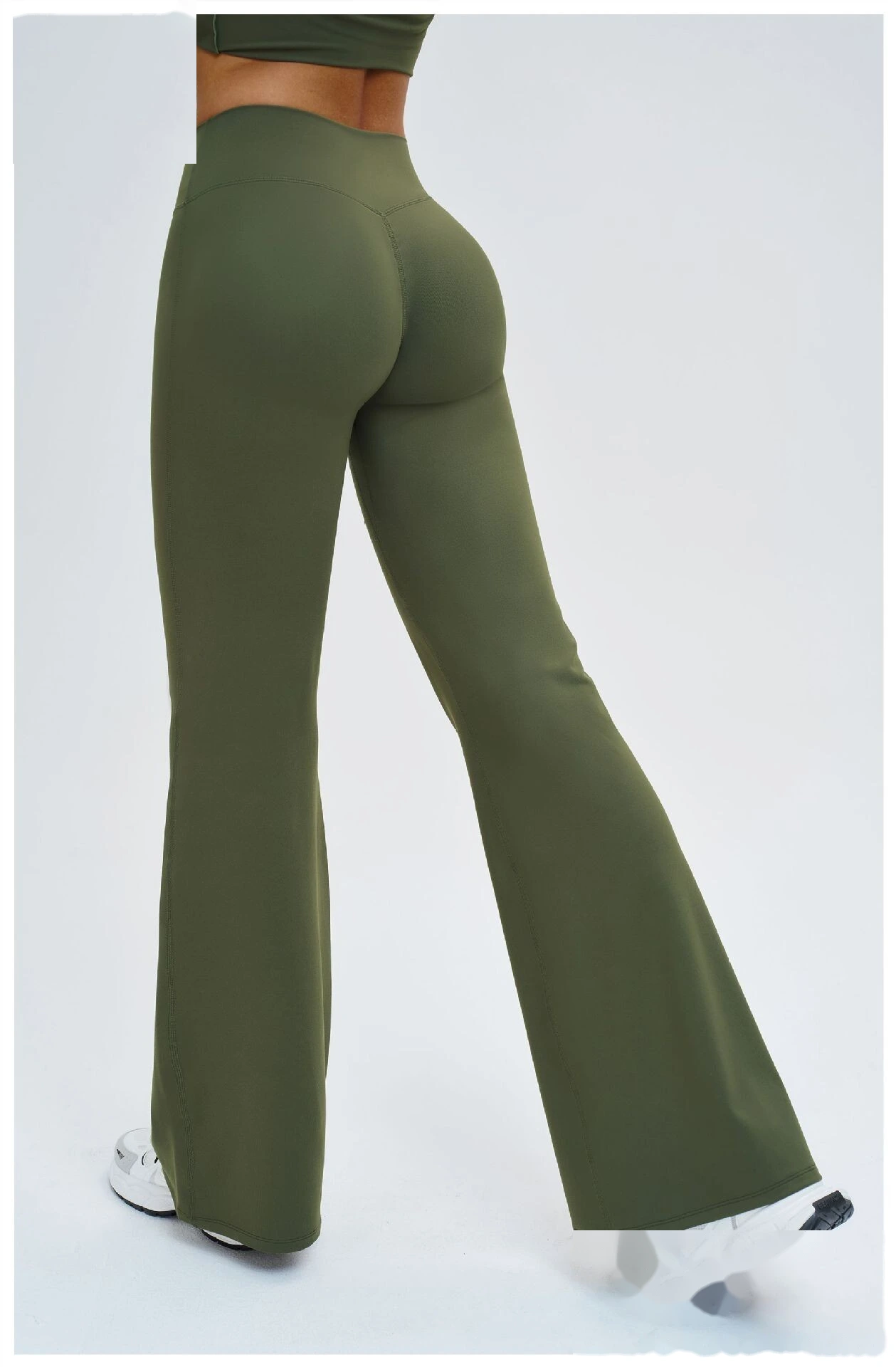 Custom High-Waisted Wide-Leg Yoga Pants - Women's Slimming Flare Outdoor Running Sports Trousers detail