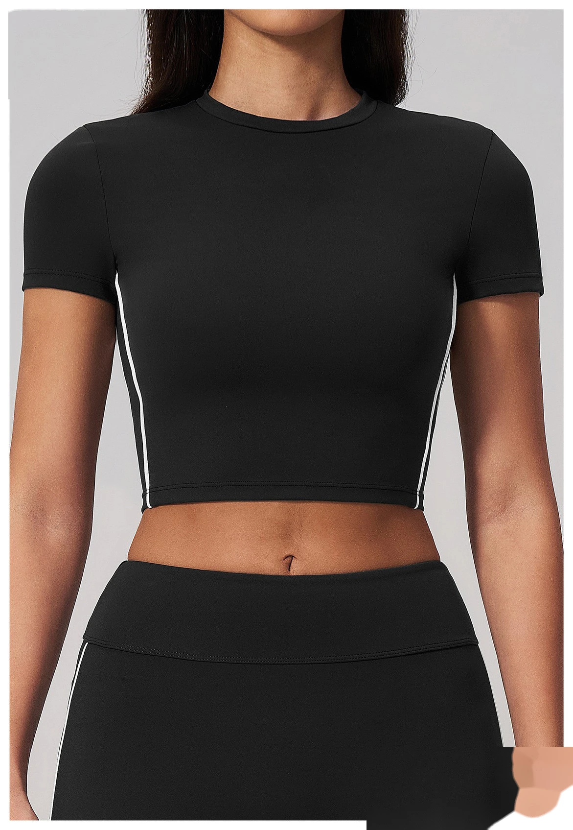 Custom Women Short Sleeve Yoga Top, Summer Cropped Tight Fitness T-shirt Quick Dry Sports Workout Tee detail