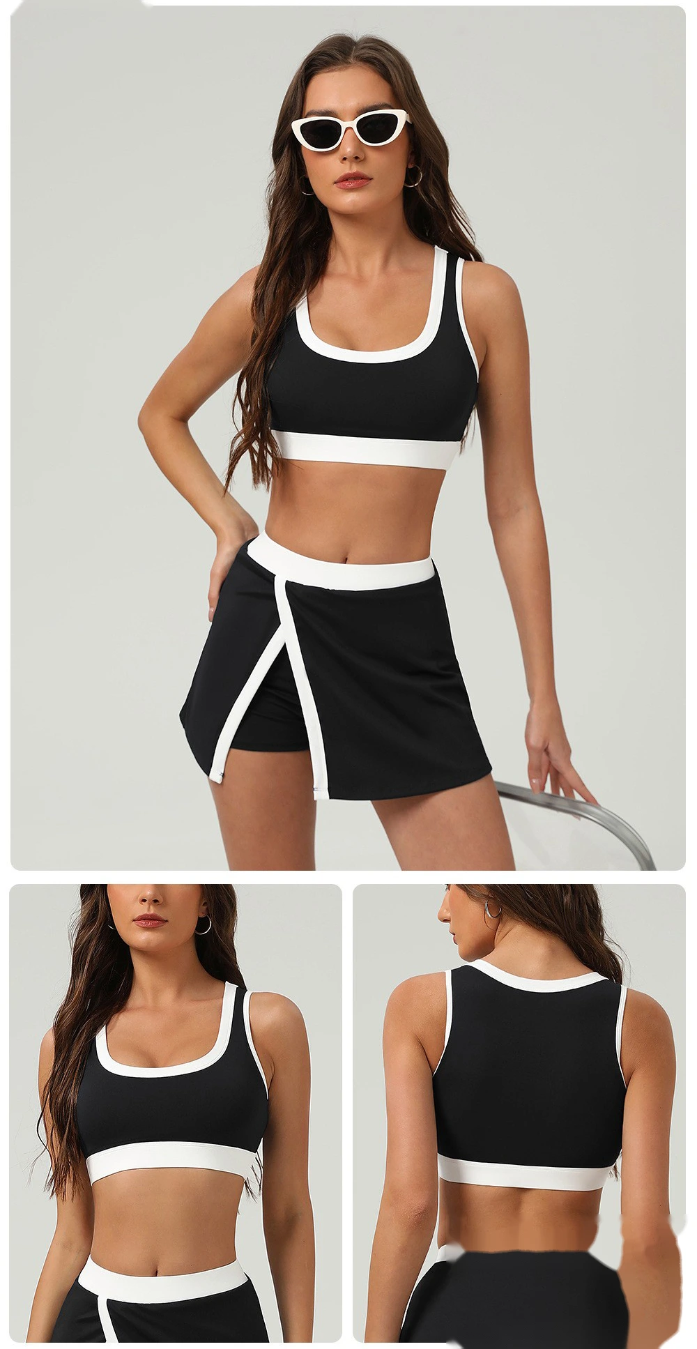 Color matching sports bra quick-drying shockproof yoga vest bra detachable chest pad fitness suit detail