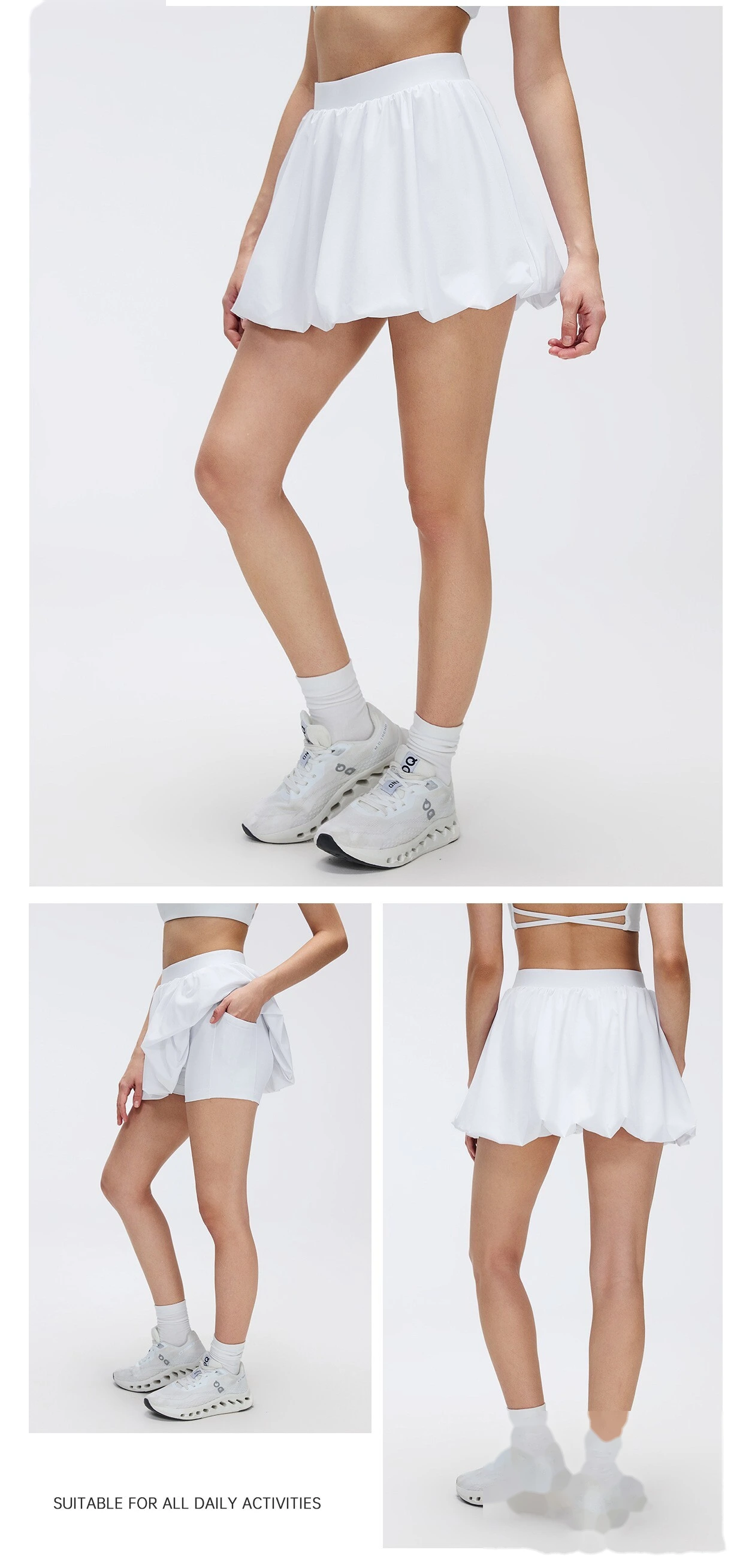 Bulk Custom Sports Flowy Skort - Women's Summer Anti-Chafe Ruffle Skirt for Outdoor Yoga Tennis Fitness detail