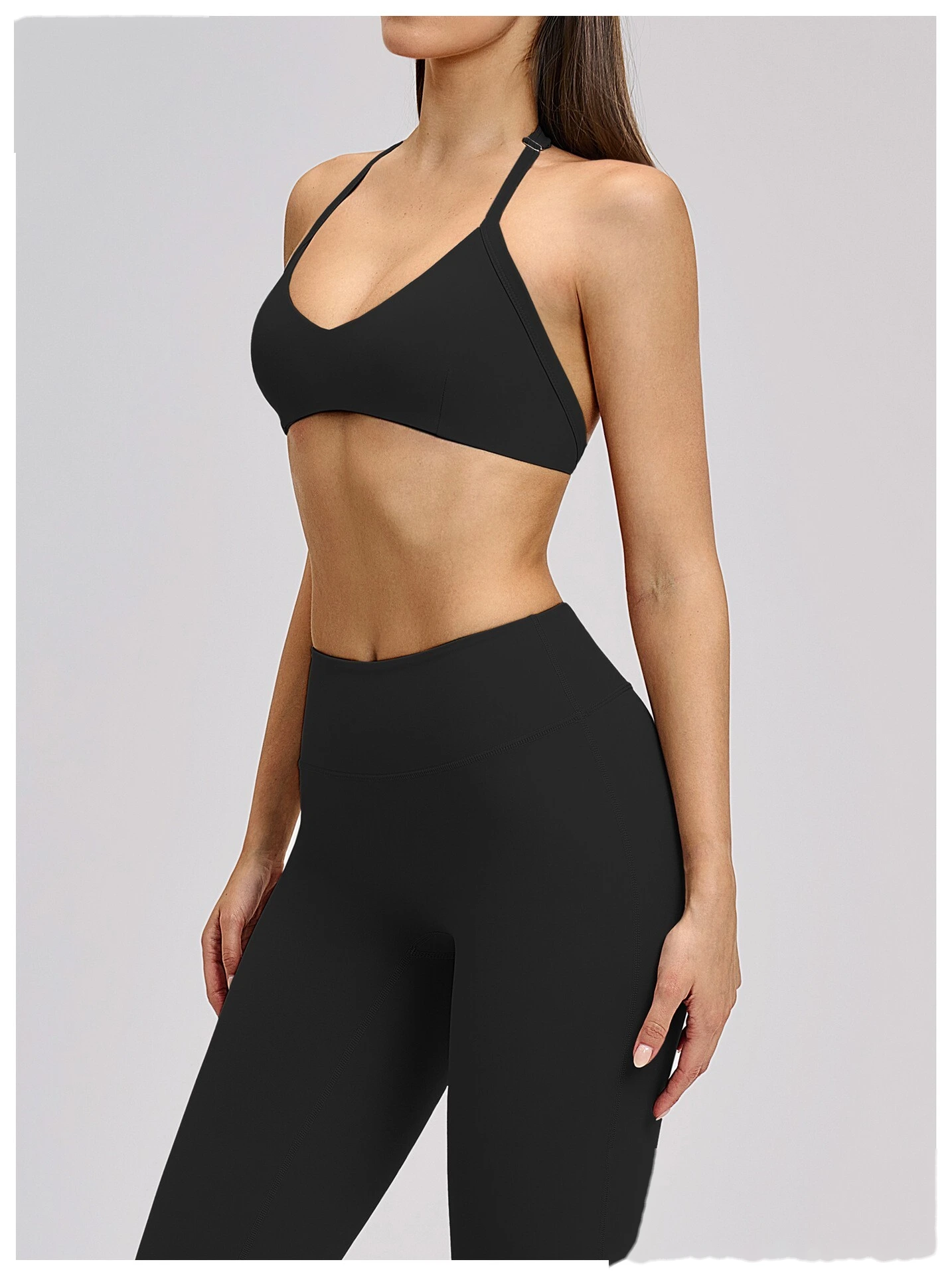 Custom Halter Neck Sports Bra Hollow Back Design Supportive Yoga Bra for Gym Workout Running detail