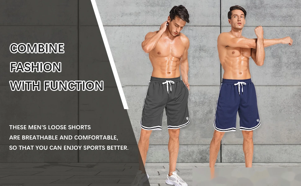 Basketball shorts pants quick-drying loose fitness plus size men's casual running pants detail