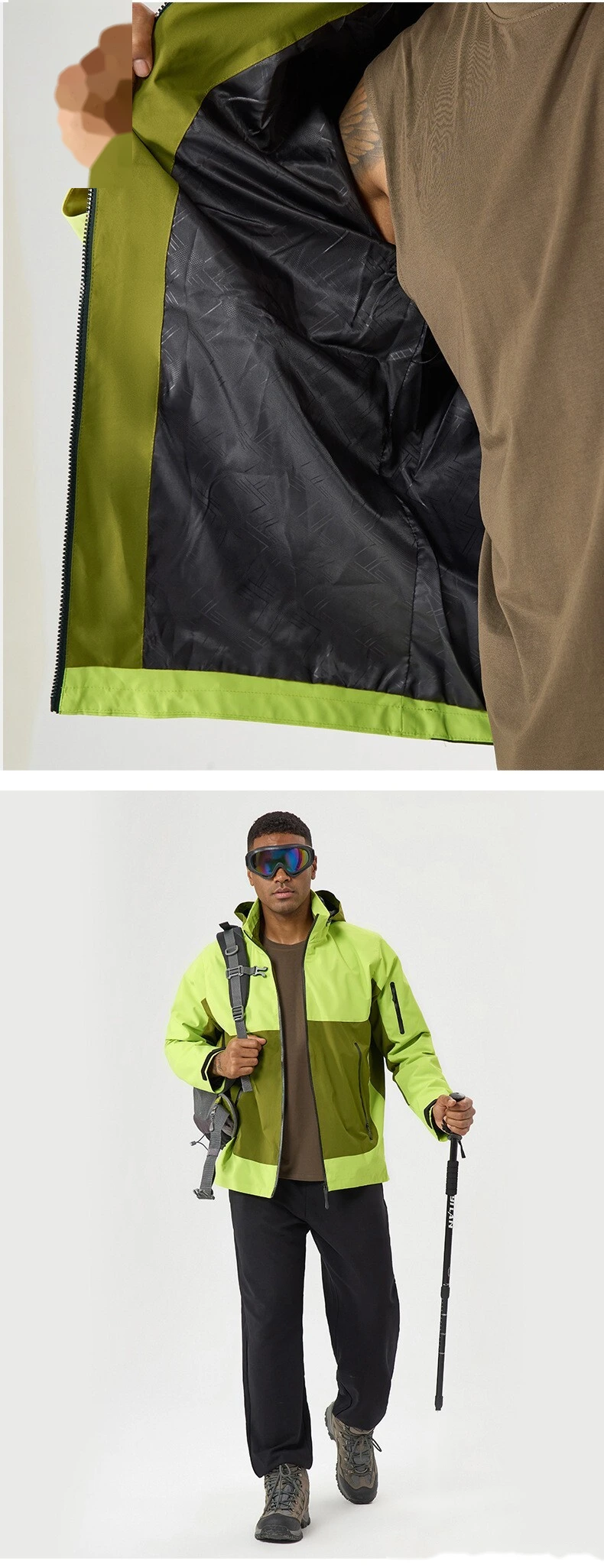 Custom Men's Multi-Functional Outdoor Jacket - Hooded, Windproof, Waterproof for Hiking & Mountaineering detail