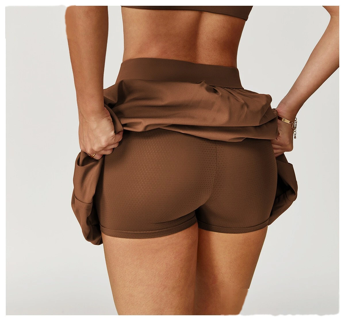 Tennis short skirt anti-exposure bottoming breathable pocket fluffy skirt running short skirt detail