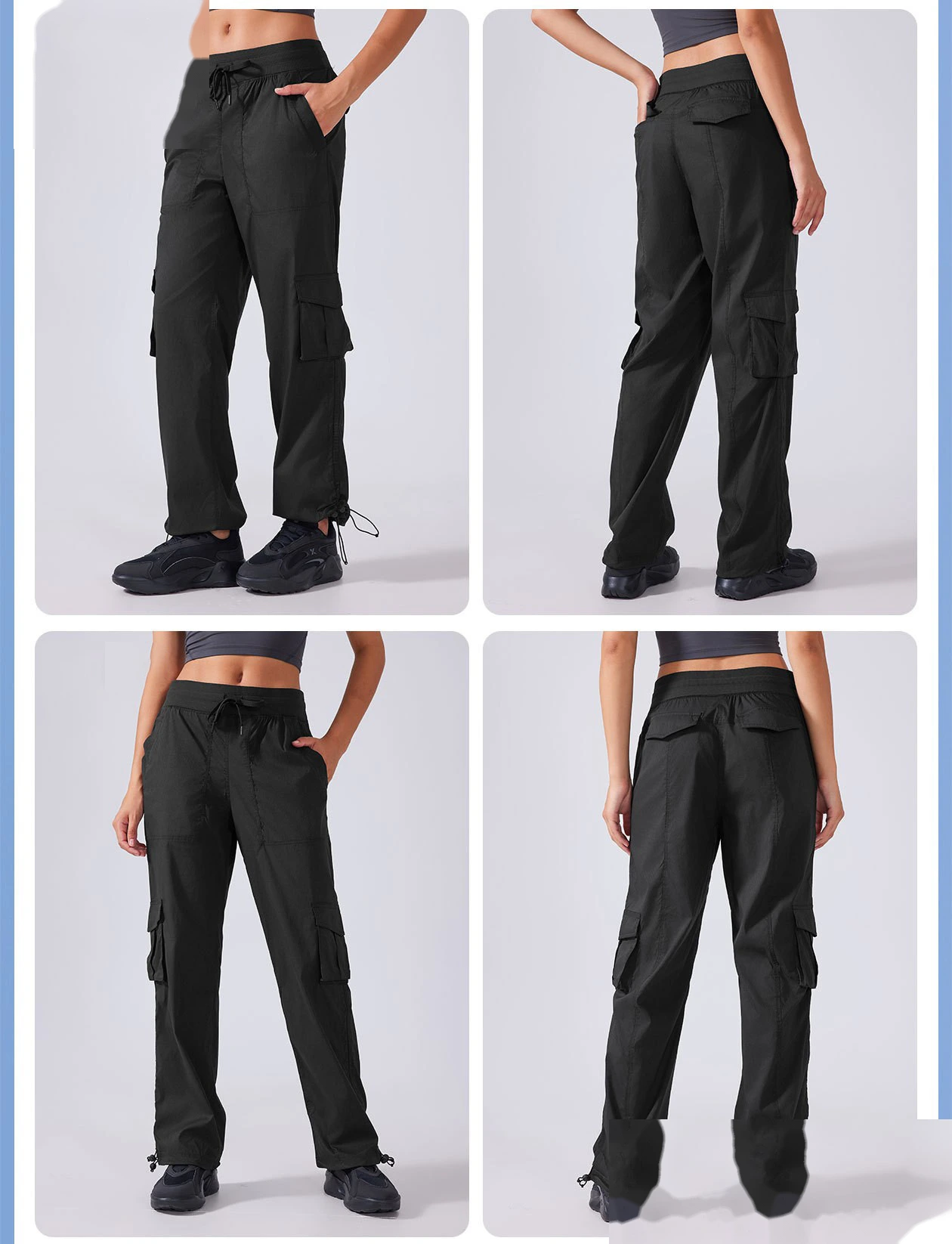 Customized outdoor running pants light and quick-drying multi-pocket wide-leg tooling leisure fitness pants detail