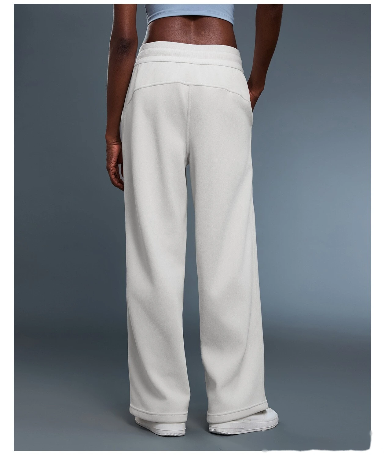 Customized autumn and winter plus velvet thick straight wide-leg pants loose warm sports pants detail