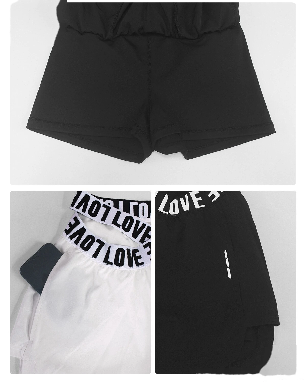 Summer Quick Dry Sports Shorts, Letter Webbing Elastic Lined Workout Yoga Shorts With Pocket detail