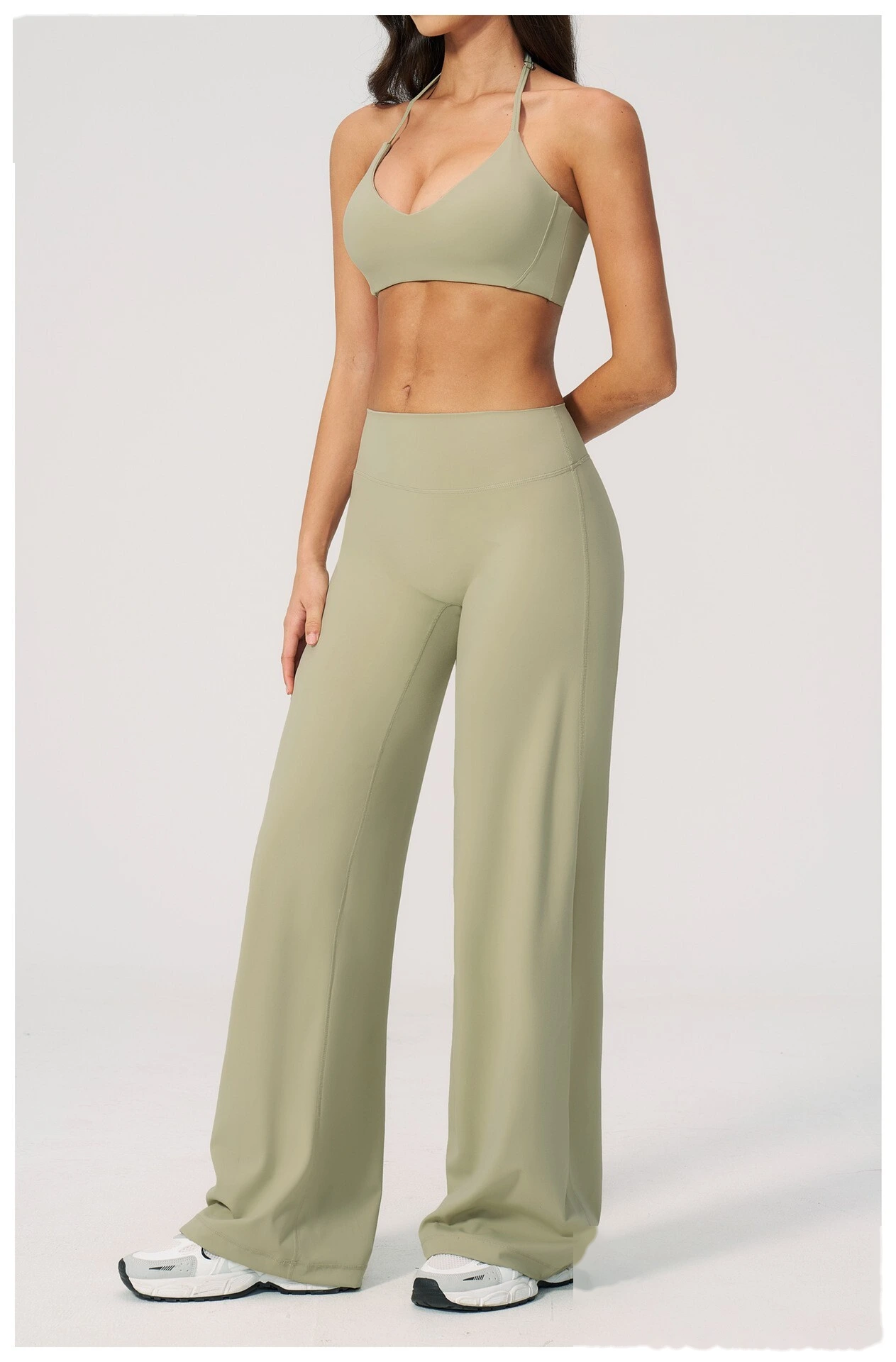 Slim Beauty Back Sports Bra Yoga Set, Casual Wide Leg Quick Dry Yoga Pants Fitness Suit for Women detail