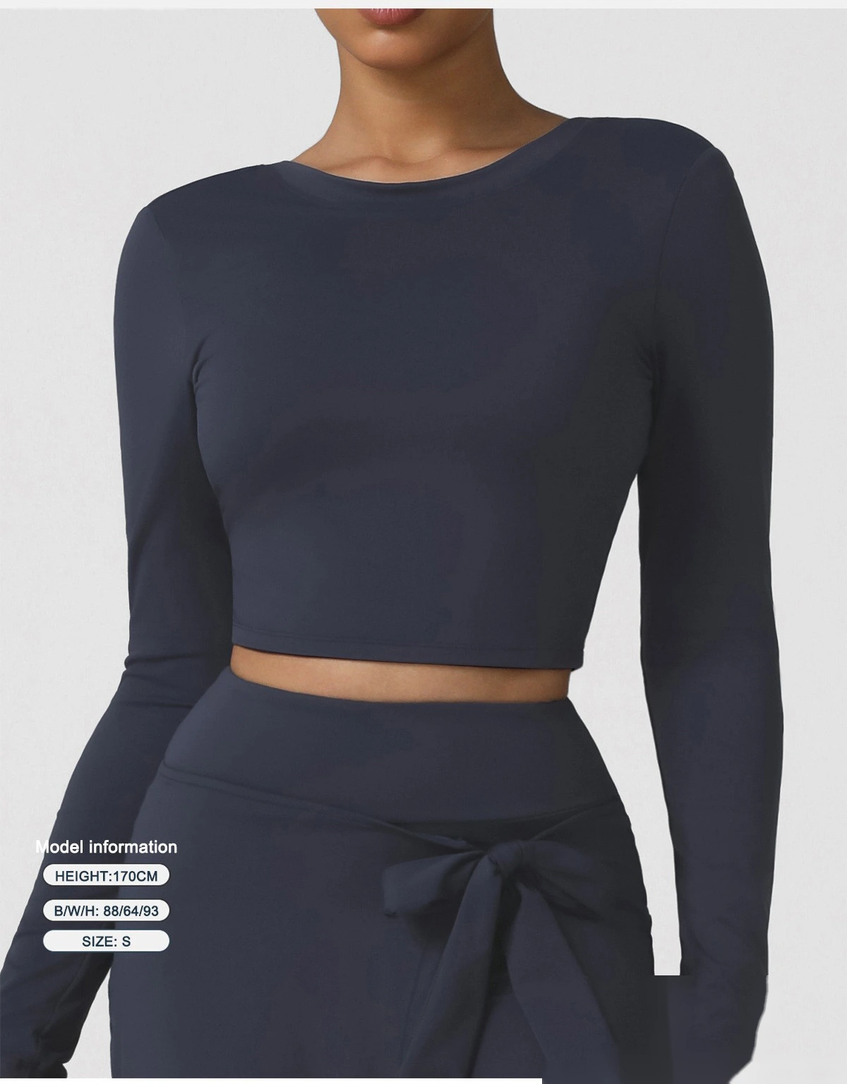 Customized new yoga sports jacket backless sexy slim long-sleeved women's dance fitness suit with pad. detail