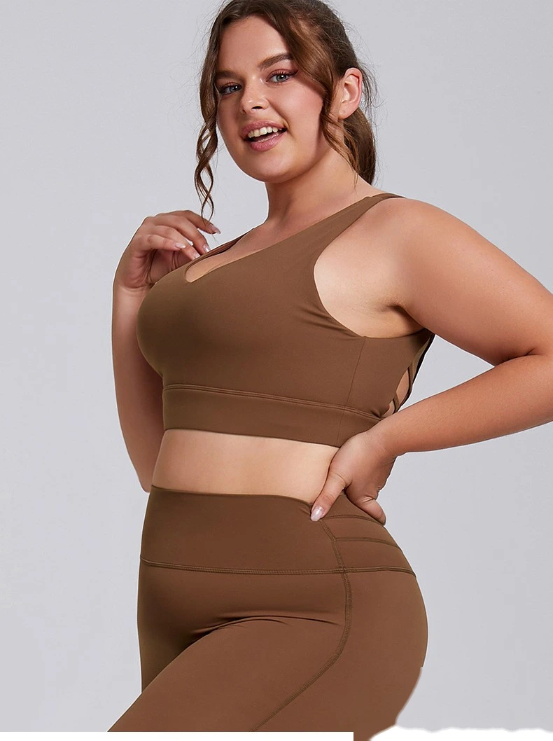 Customized plus size sports bra female sexy beauty back nude sports bra plus size yoga bra detail