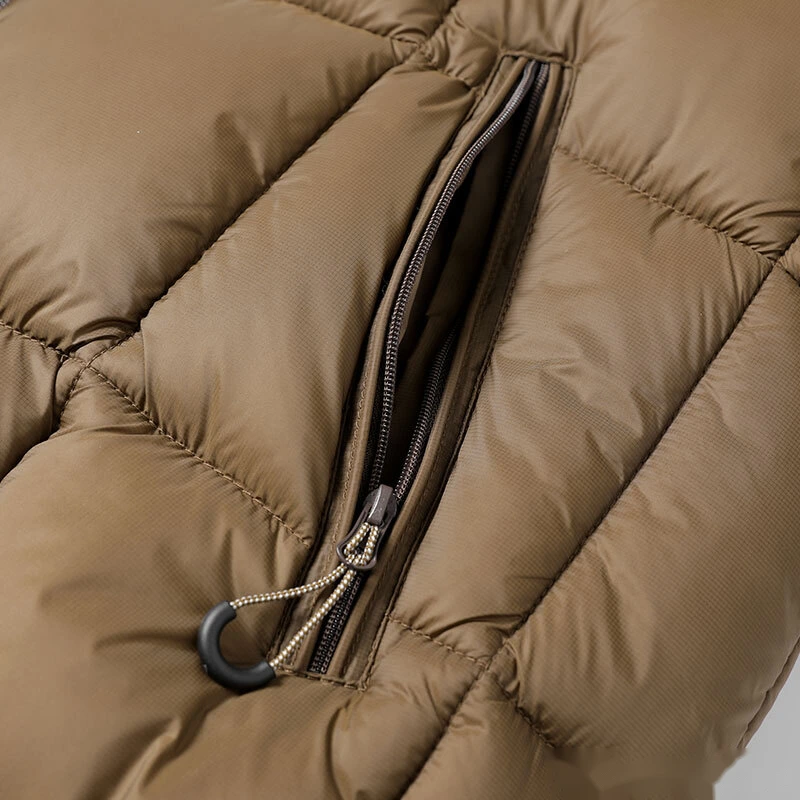 Custom fashion windproof warm pocket men's and women's cotton coat down jacket detail