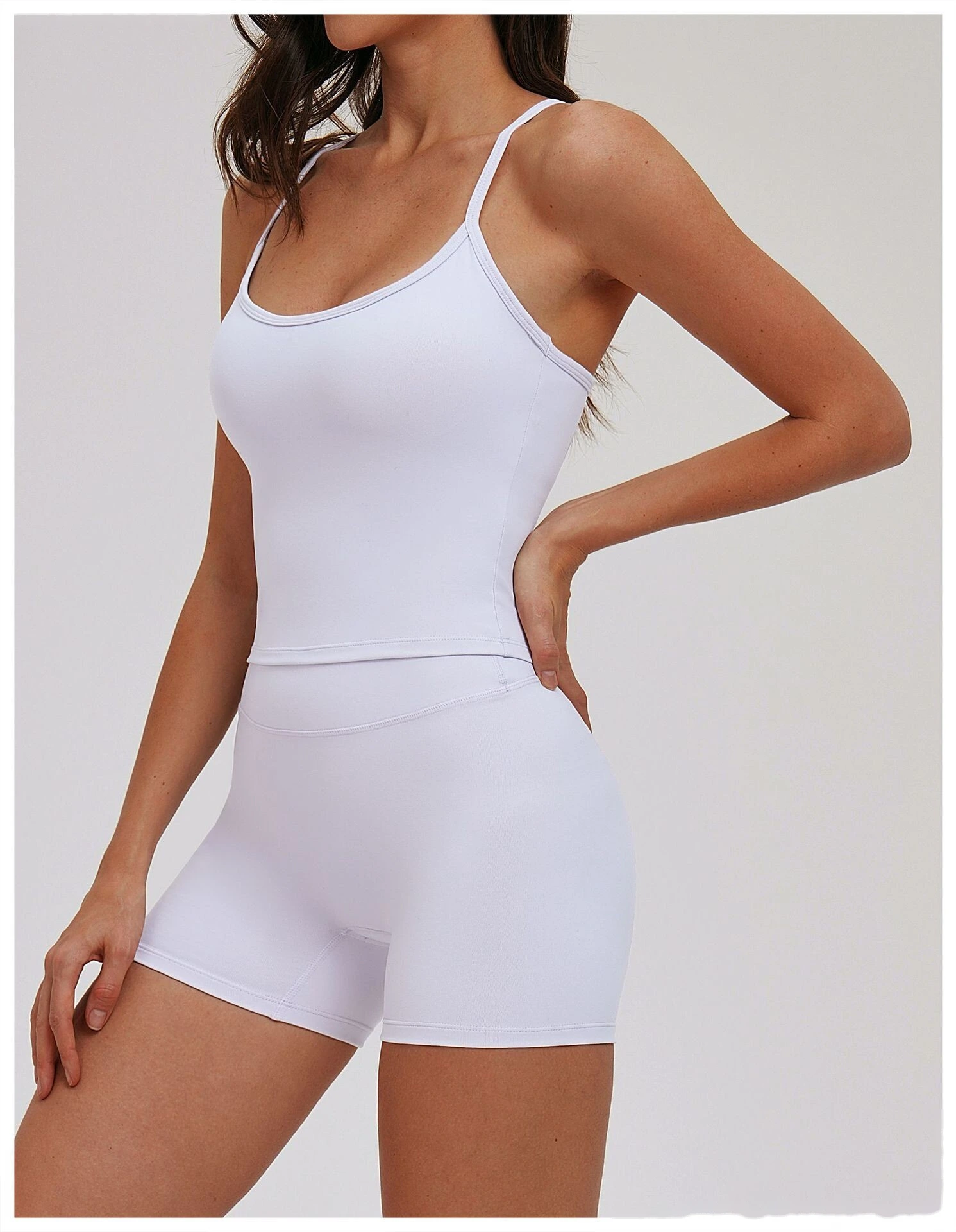 Custom Women's Fitted Yoga Tank Top Casual Versatile Thin Double Strap Sports Bra for Running Workout detail
