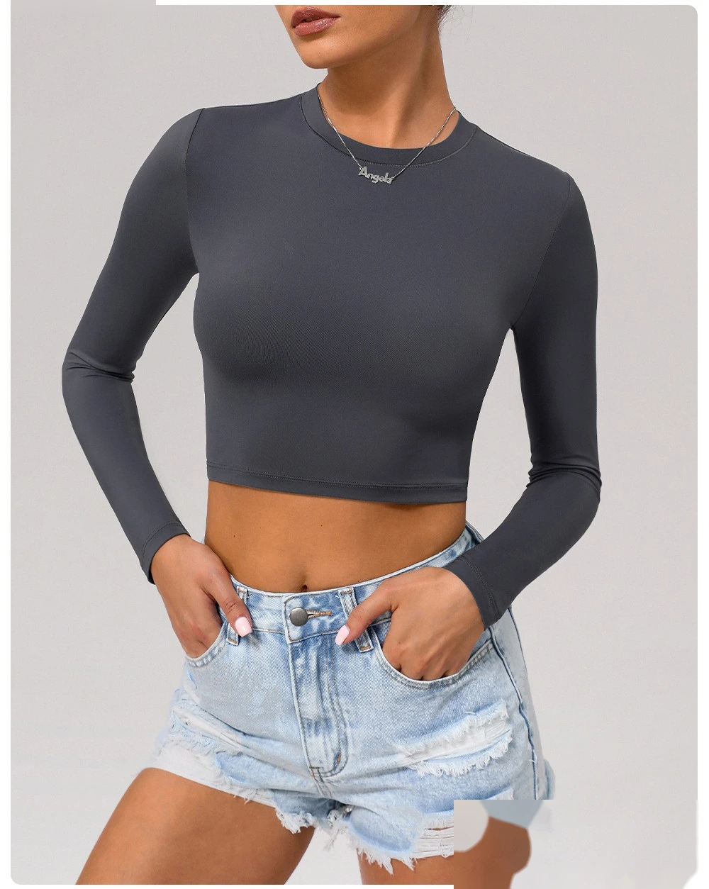 Custom slim sports T-shirt long-sleeved yoga clothes autumn and winter running sports casual long-sleeved T-shirt detail